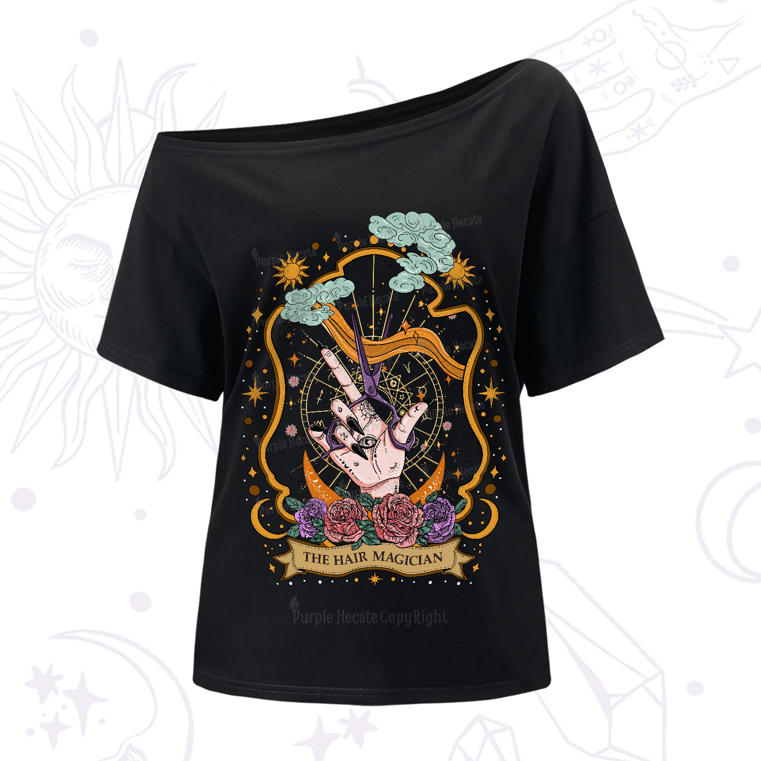 Purplehecate The Hair Magician One-Shoulder T-Shirt
