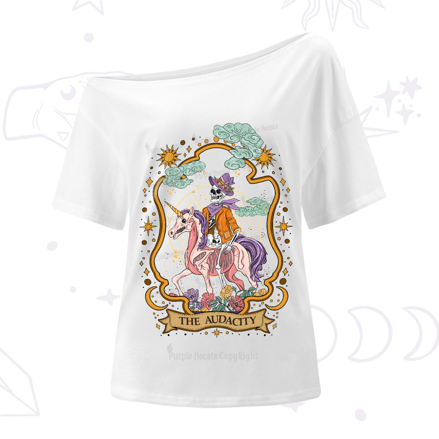 Purplehecate The Audacity Skeleton One-Shoulder T-Shirt