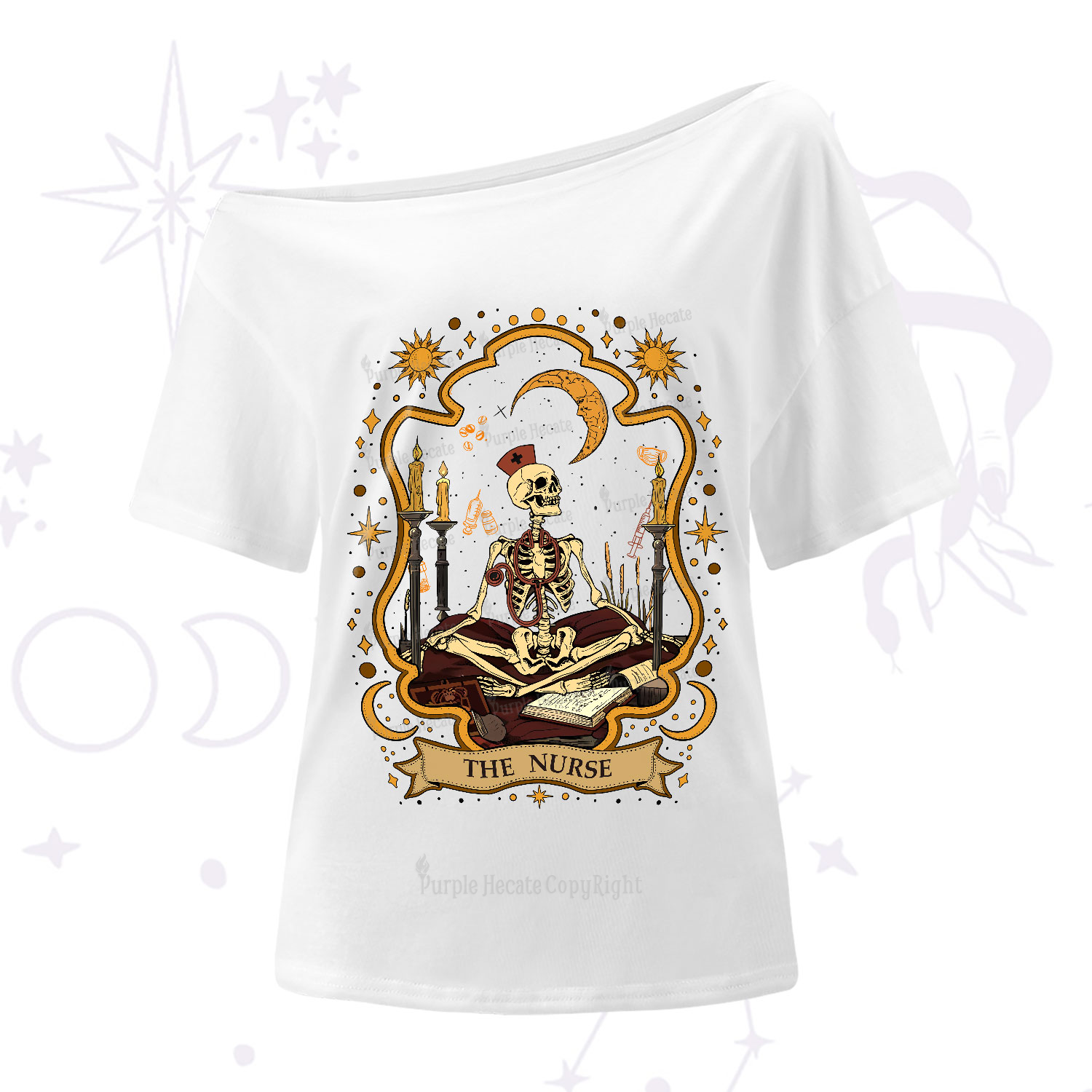 Purplehecate The Nurse Skeleton One-Shoulder T-Shirt