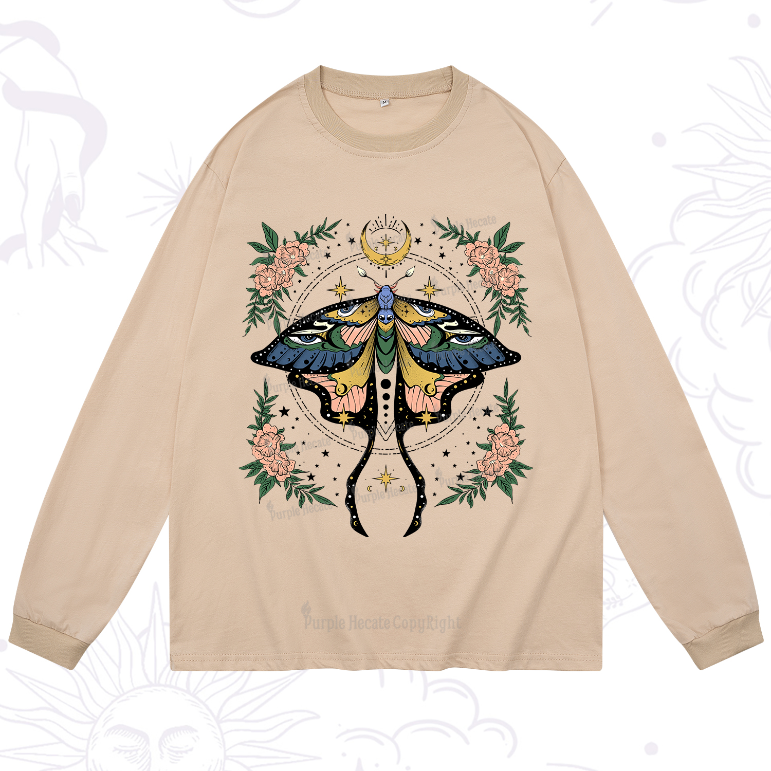 Purplehecate Mystical Moth Long Sleeve T-Shirt