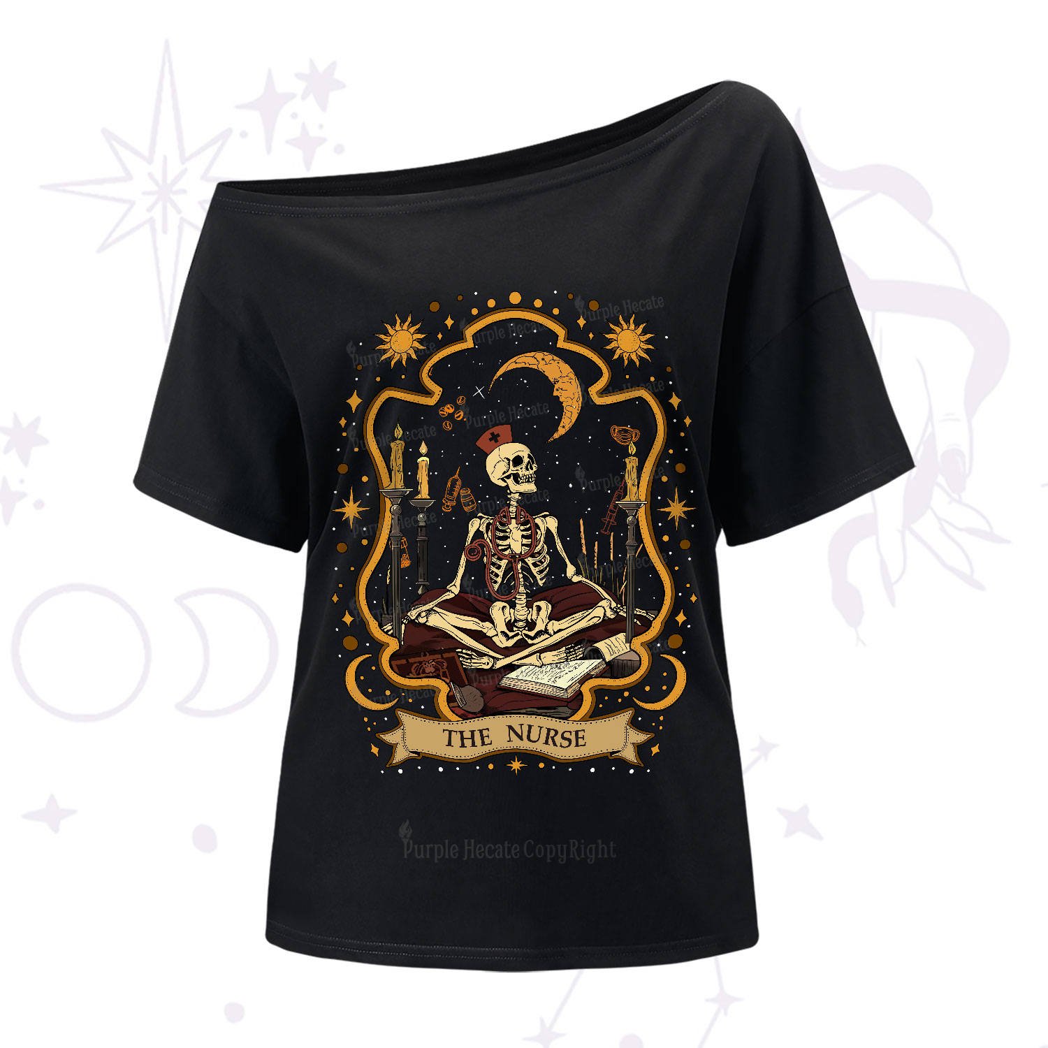 Purplehecate The Nurse Skeleton One-Shoulder T-Shirt