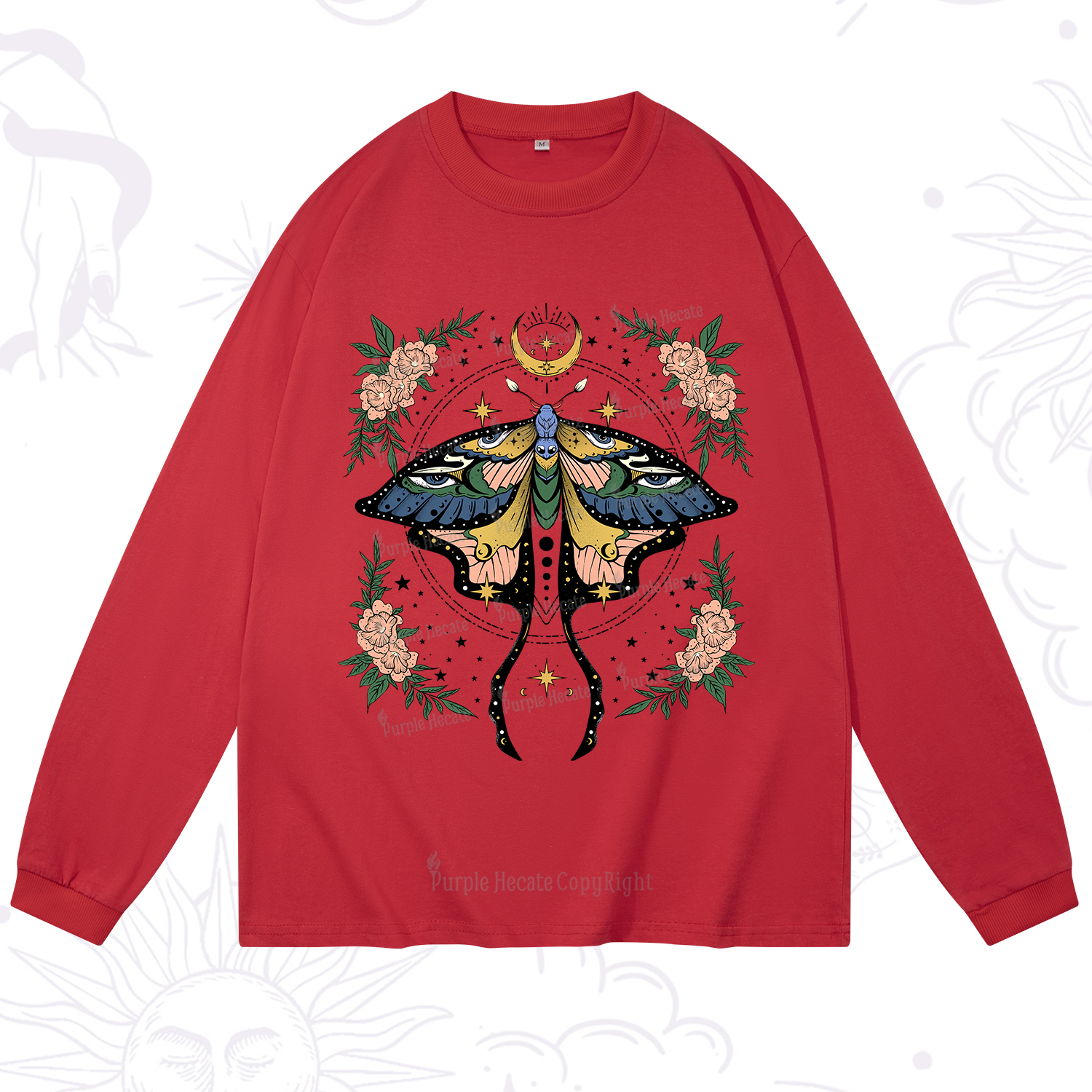 Purplehecate Mystical Moth Long Sleeve T-Shirt
