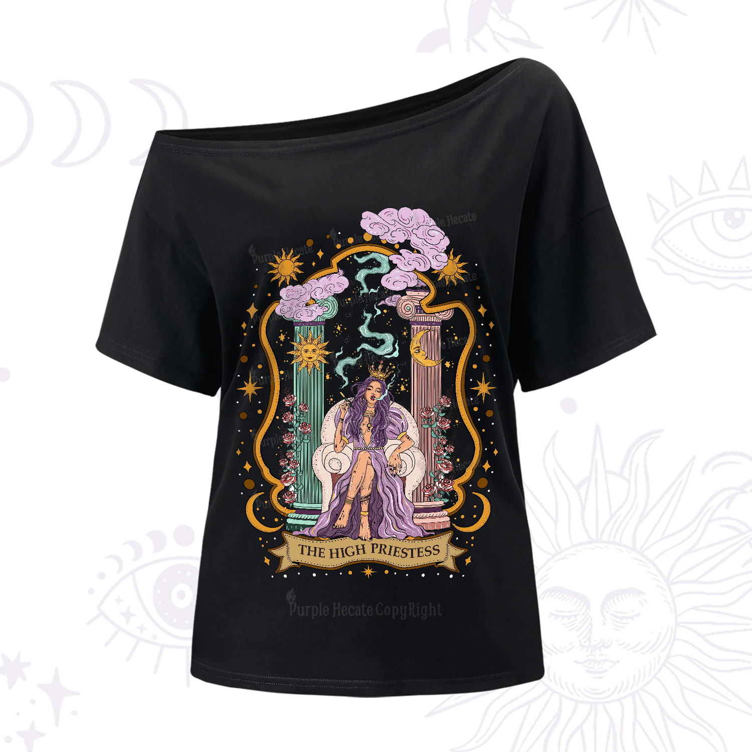 Purplehecate The High Priestess Goddess One-Shoulder T-Shirt