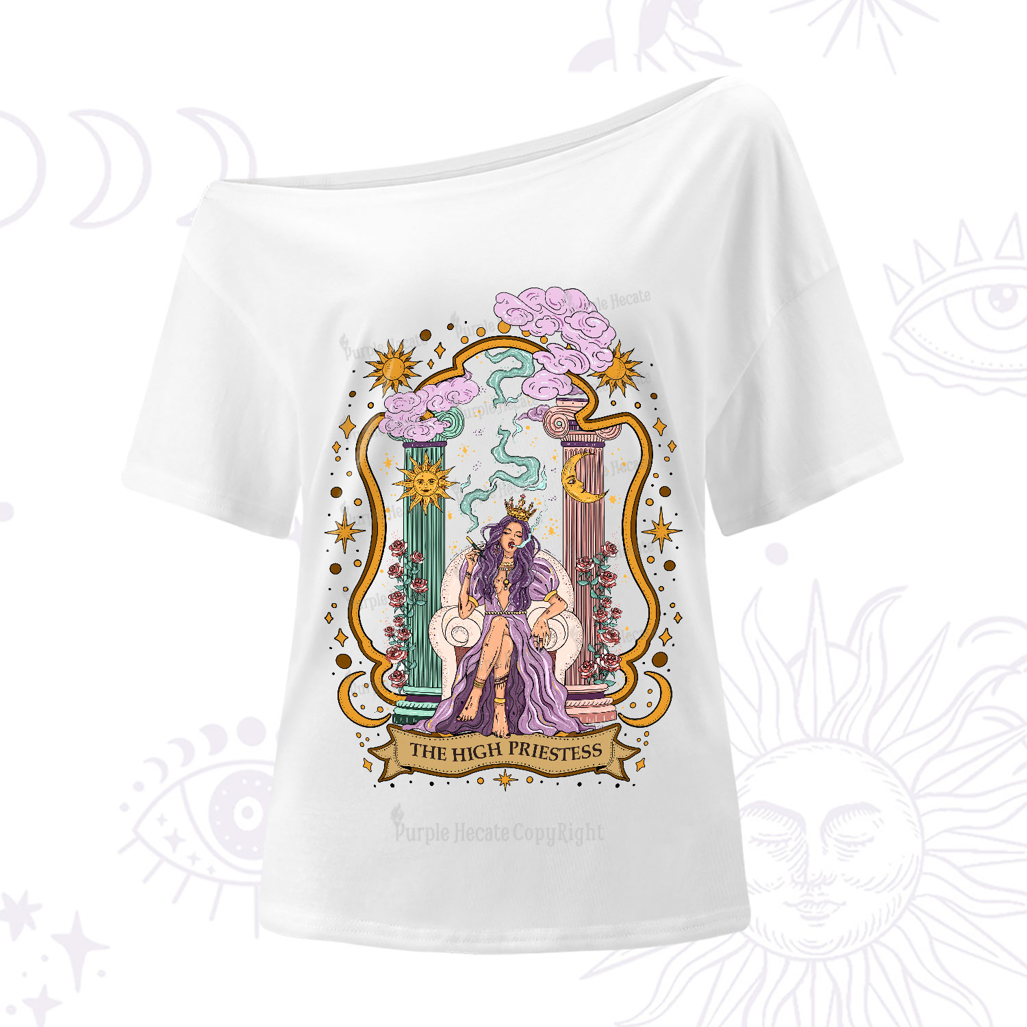 Purplehecate The High Priestess Goddess One-Shoulder T-Shirt