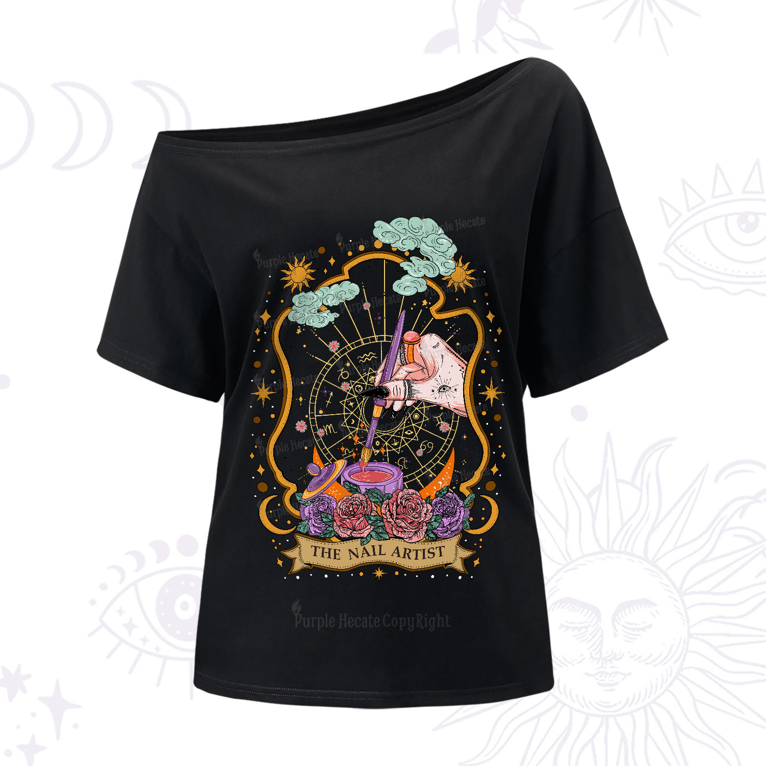 Purplehecate The Nail Artist One-Shoulder T-Shirt