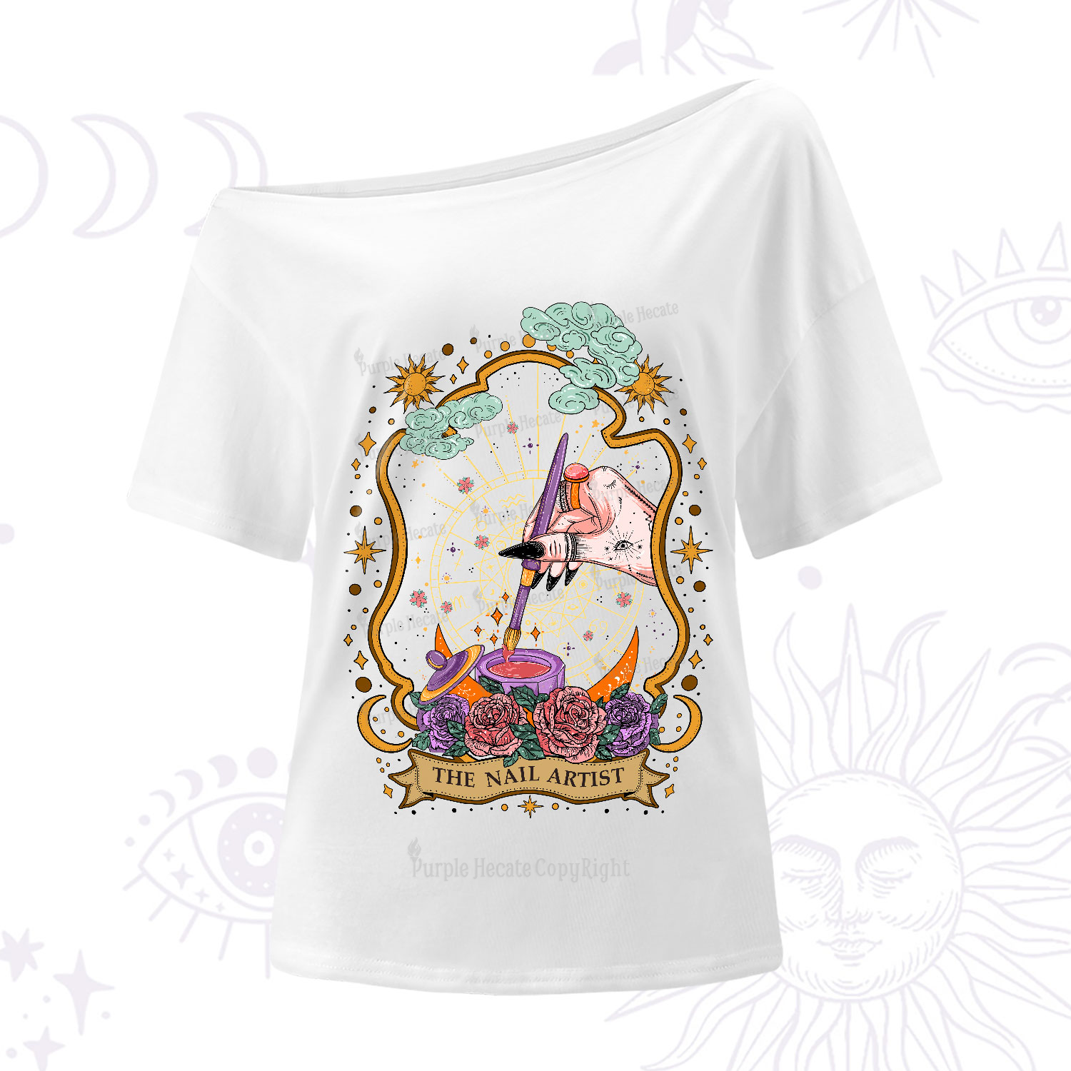Purplehecate The Nail Artist One-Shoulder T-Shirt