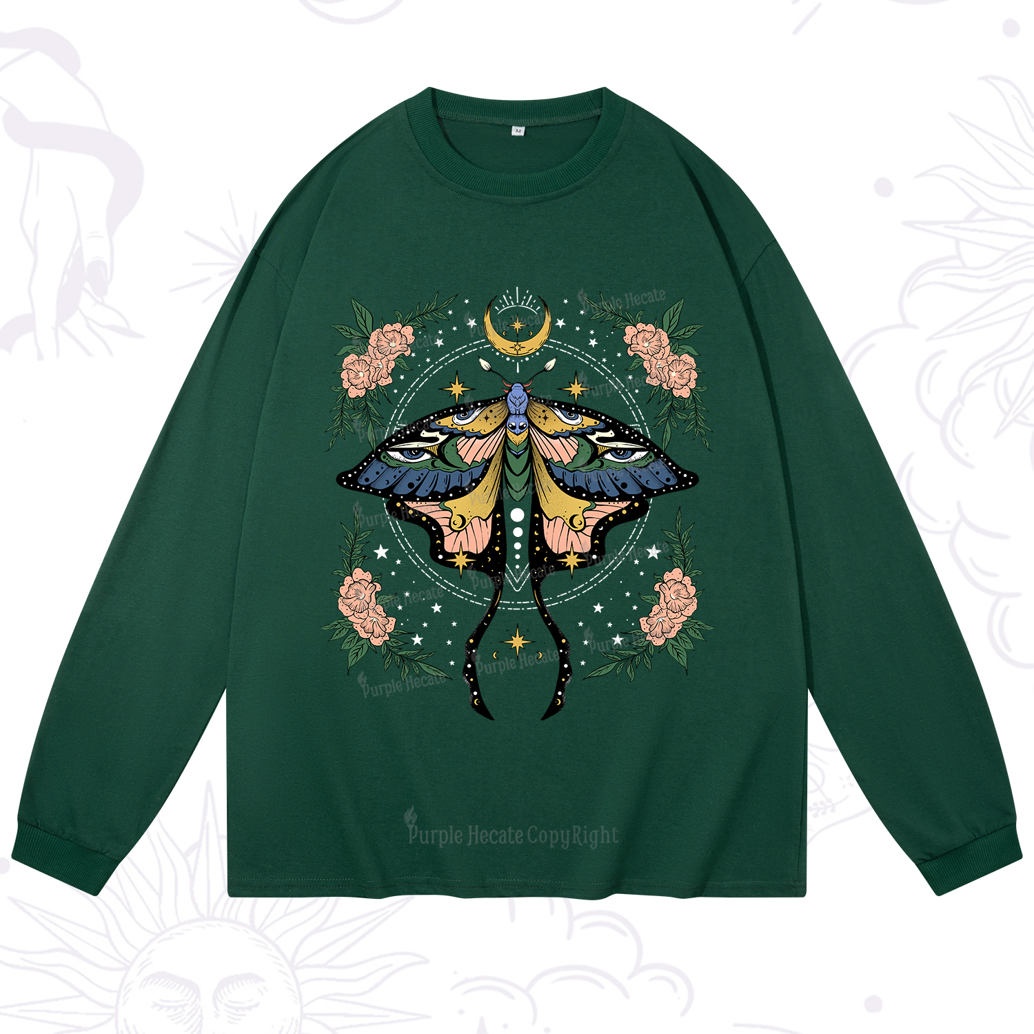 Purplehecate Mystical Moth Long Sleeve T-Shirt