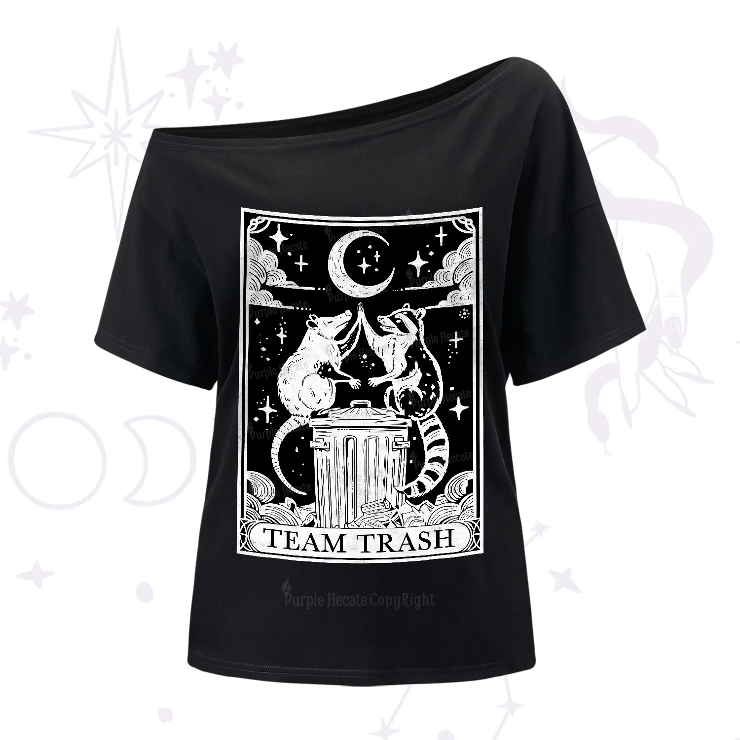 Purplehecate The Team Trash Tarot One-Shoulder T-Shirt