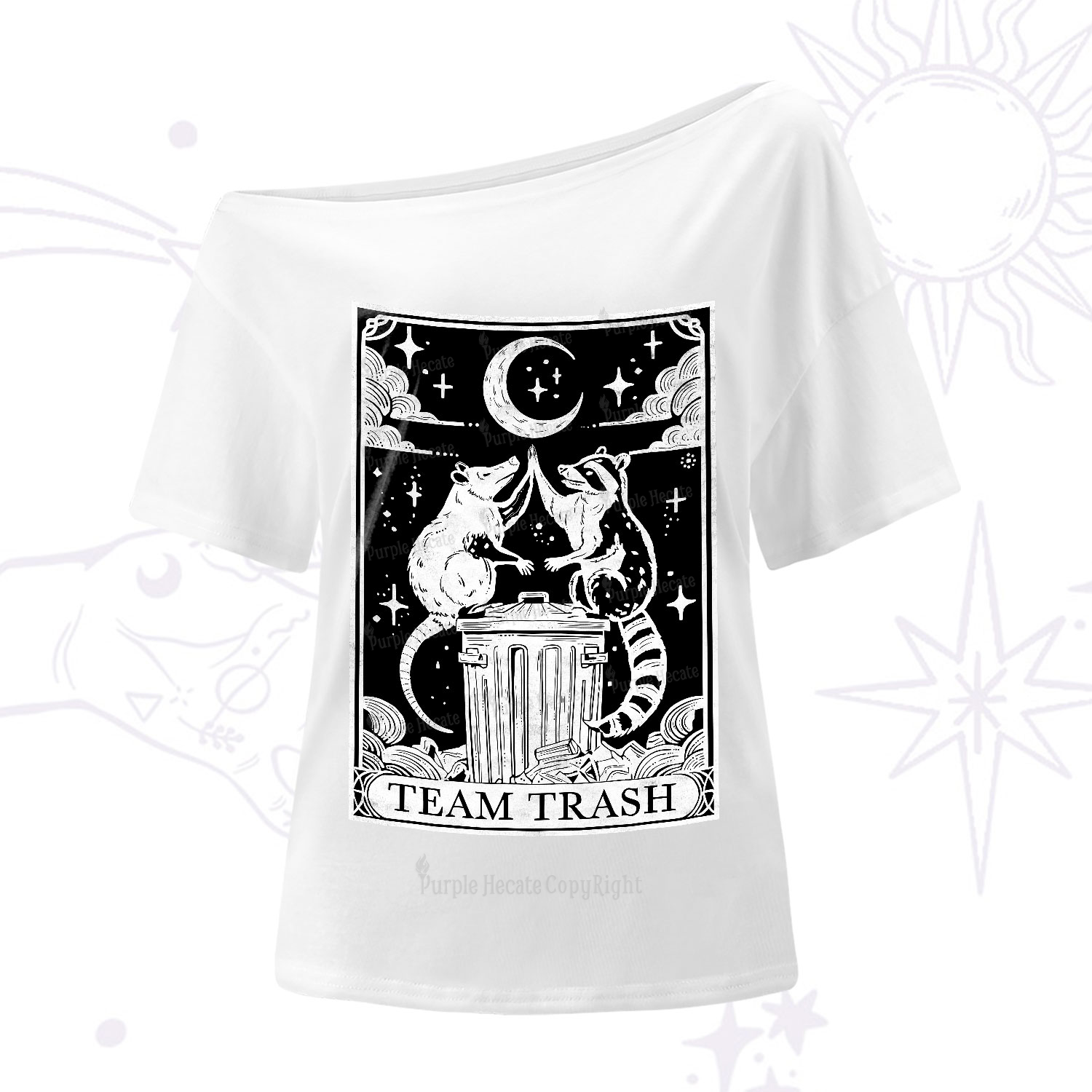 Purplehecate The Team Trash Tarot One-Shoulder T-Shirt