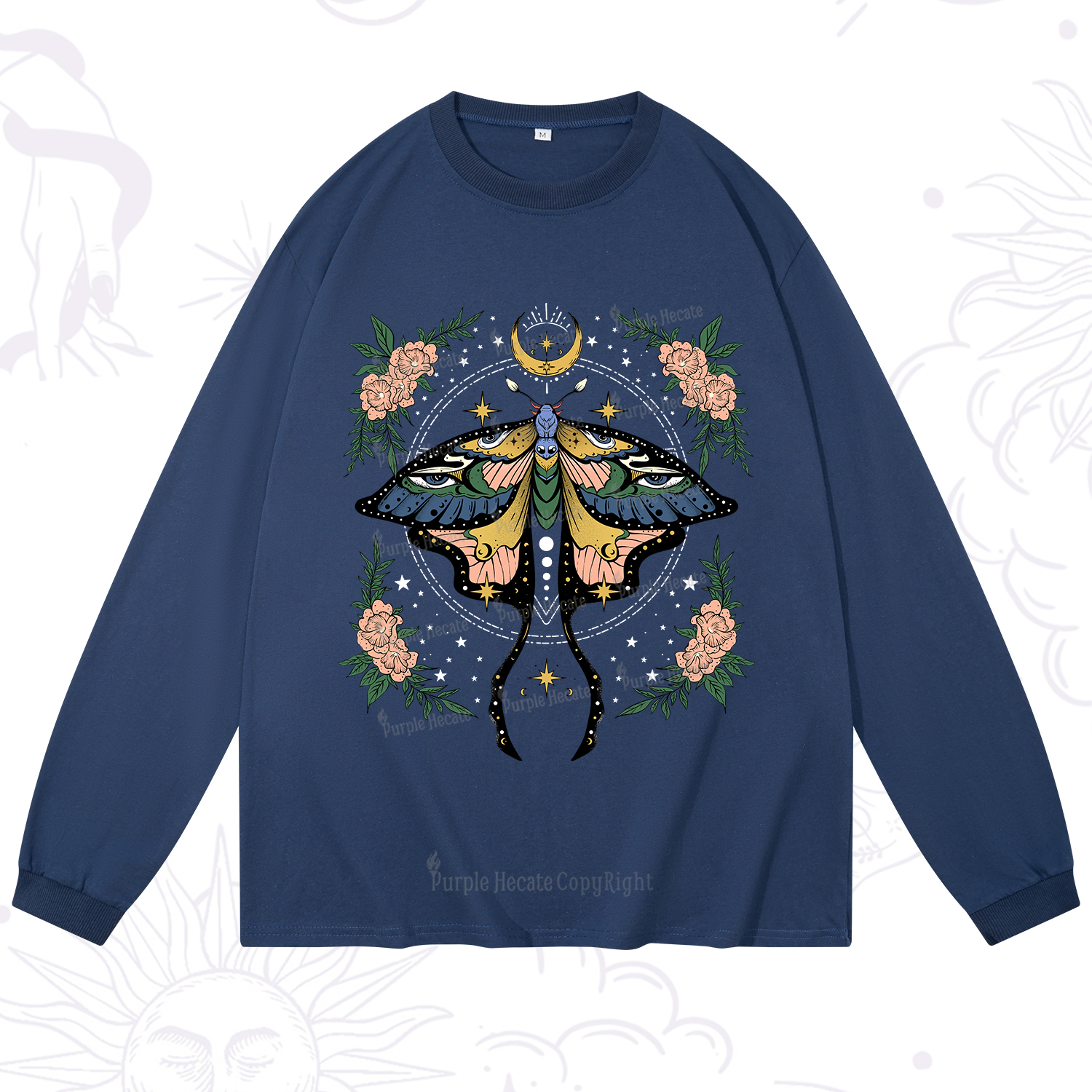 Purplehecate Mystical Moth Long Sleeve T-Shirt