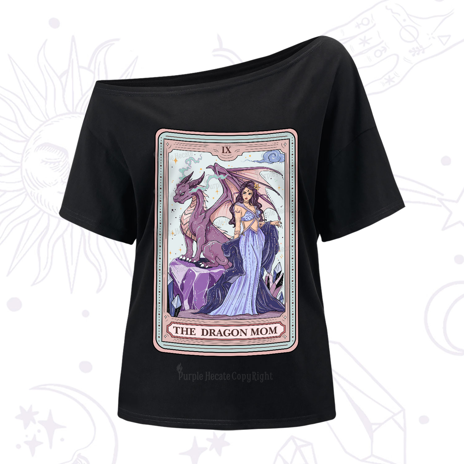 Purplehecate The Dragon Tarot One-Shoulder T-Shirt