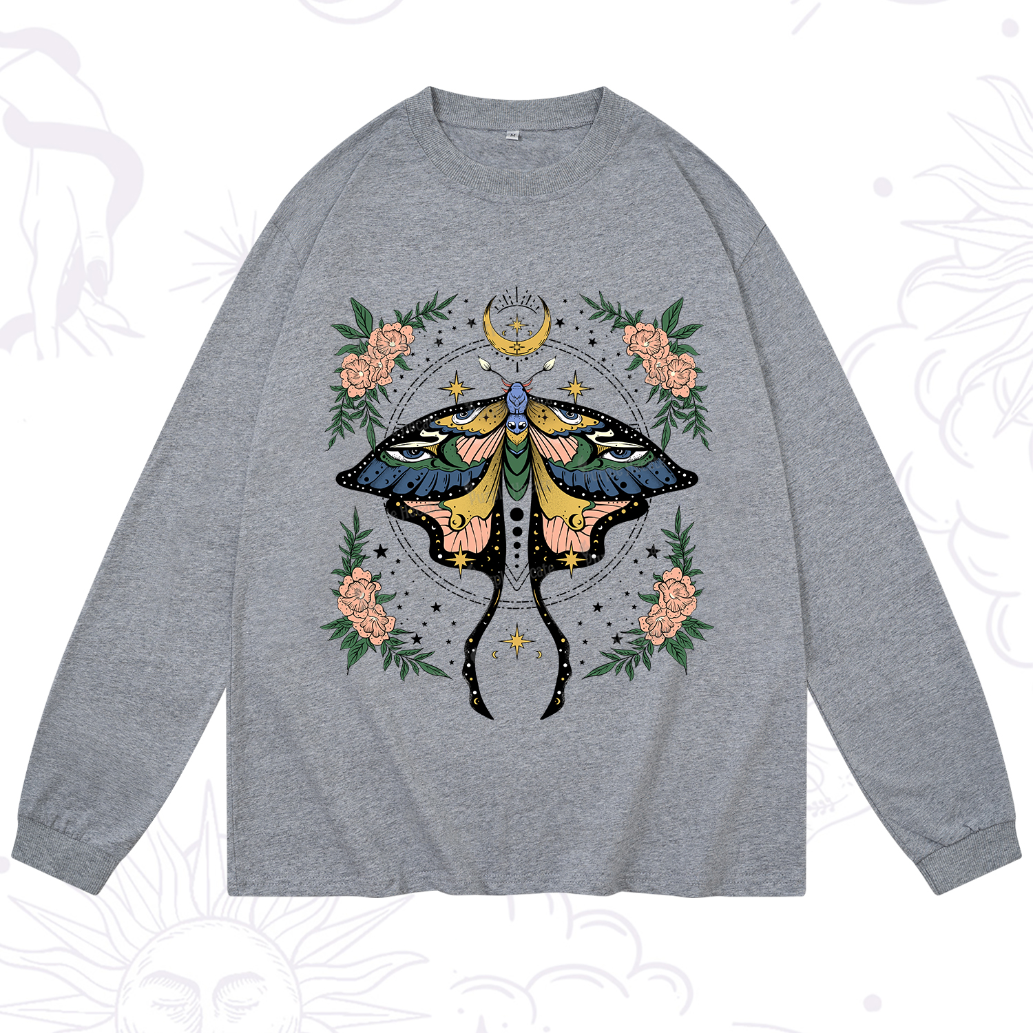 Purplehecate Mystical Moth Long Sleeve T-Shirt