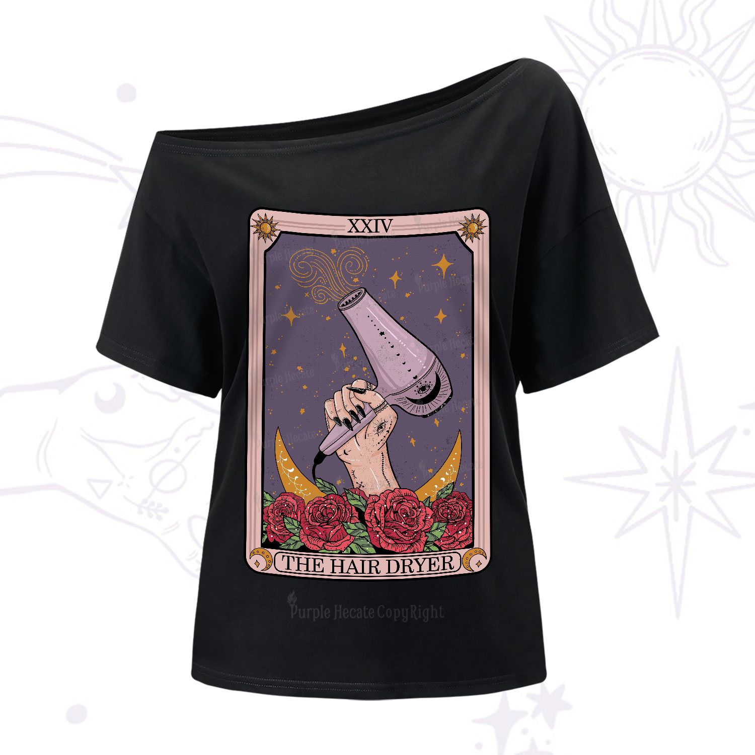 Purplehecate The Hair Dryer Tarot One-Shoulder T-Shirt