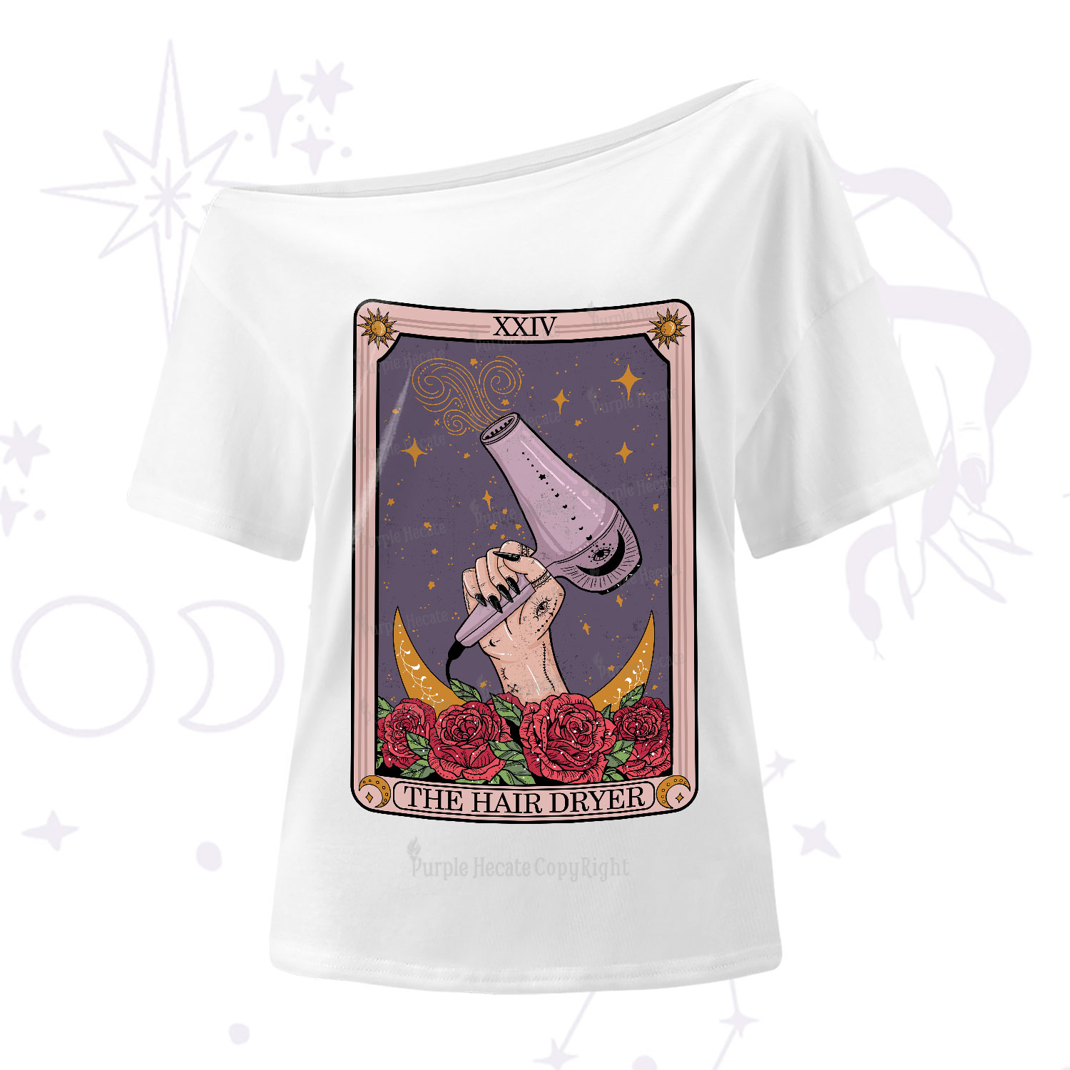 Purplehecate The Hair Dryer Tarot One-Shoulder T-Shirt