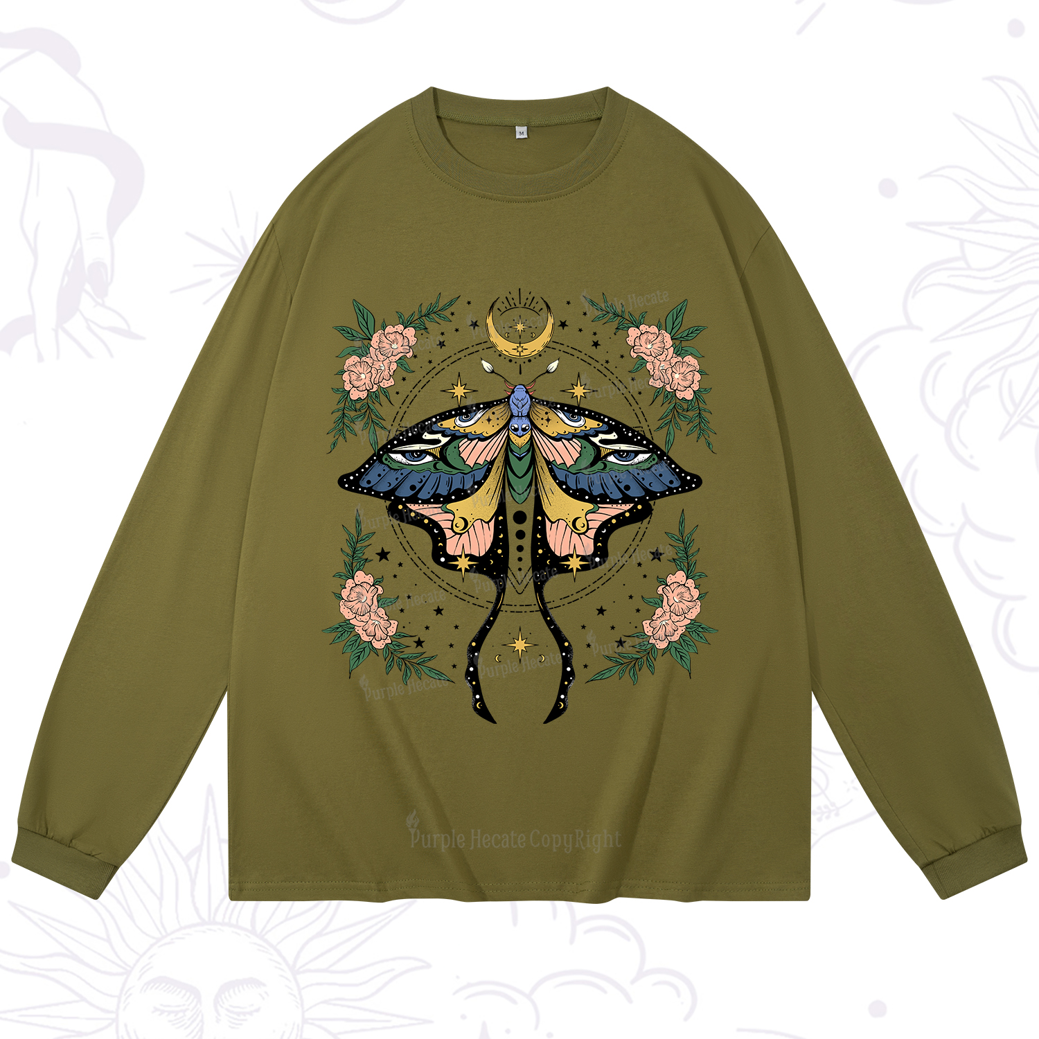 Purplehecate Mystical Moth Long Sleeve T-Shirt