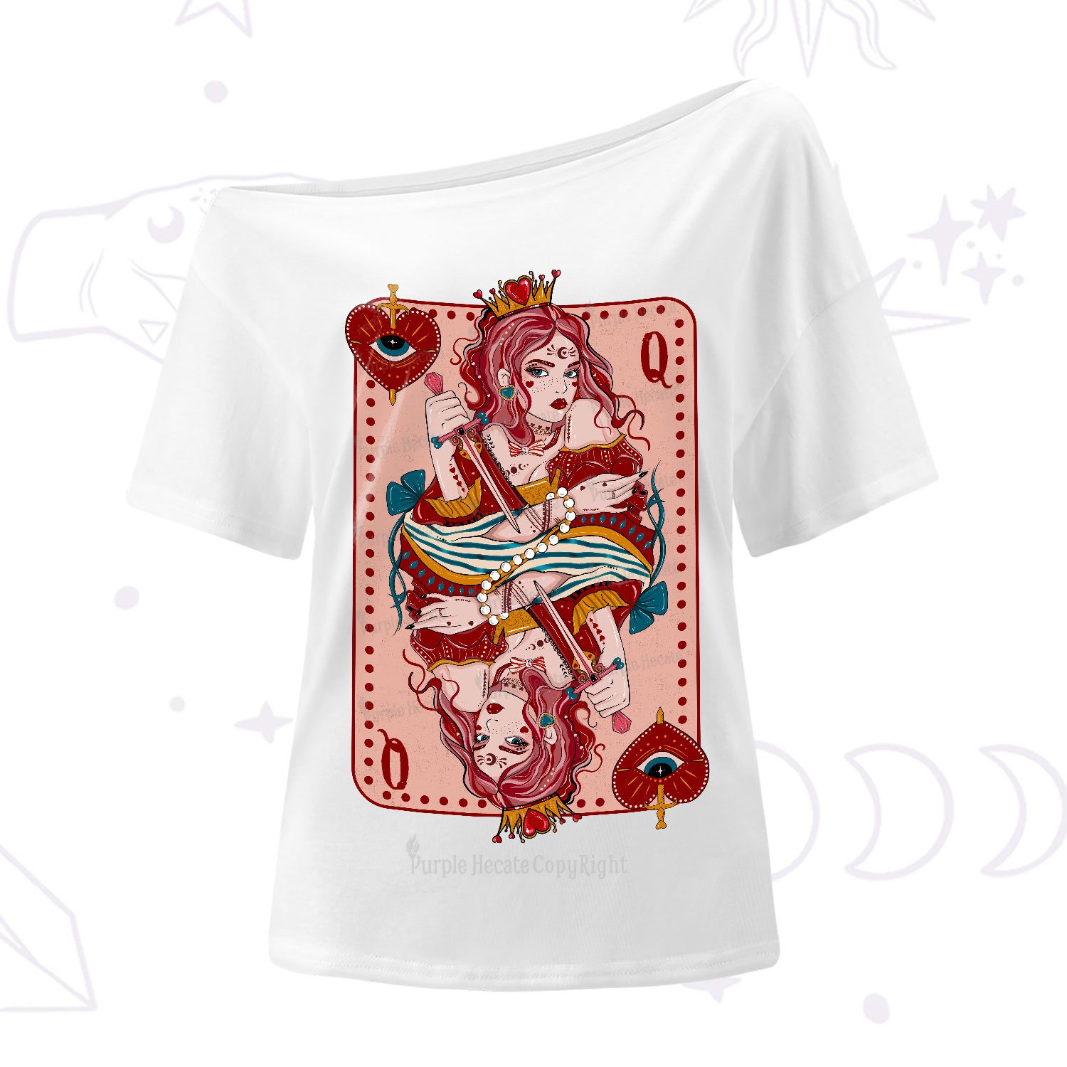 Purplehecate Queen of Hearts One-Shoulder T-Shirt