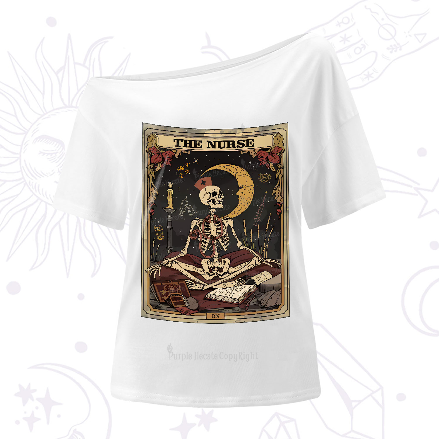 Purplehecate The Nurse Tarot Card One-Shoulder T-Shirt