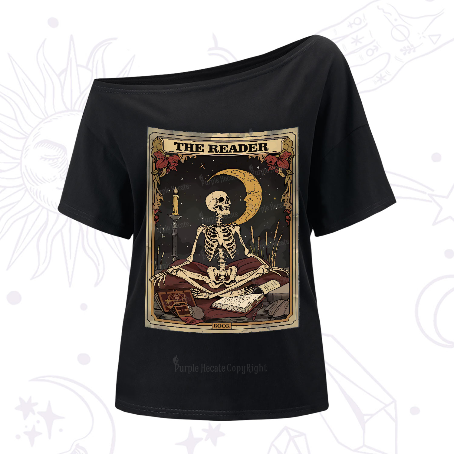 Purplehecate The Reader Tarot Card One-Shoulder T-Shirt