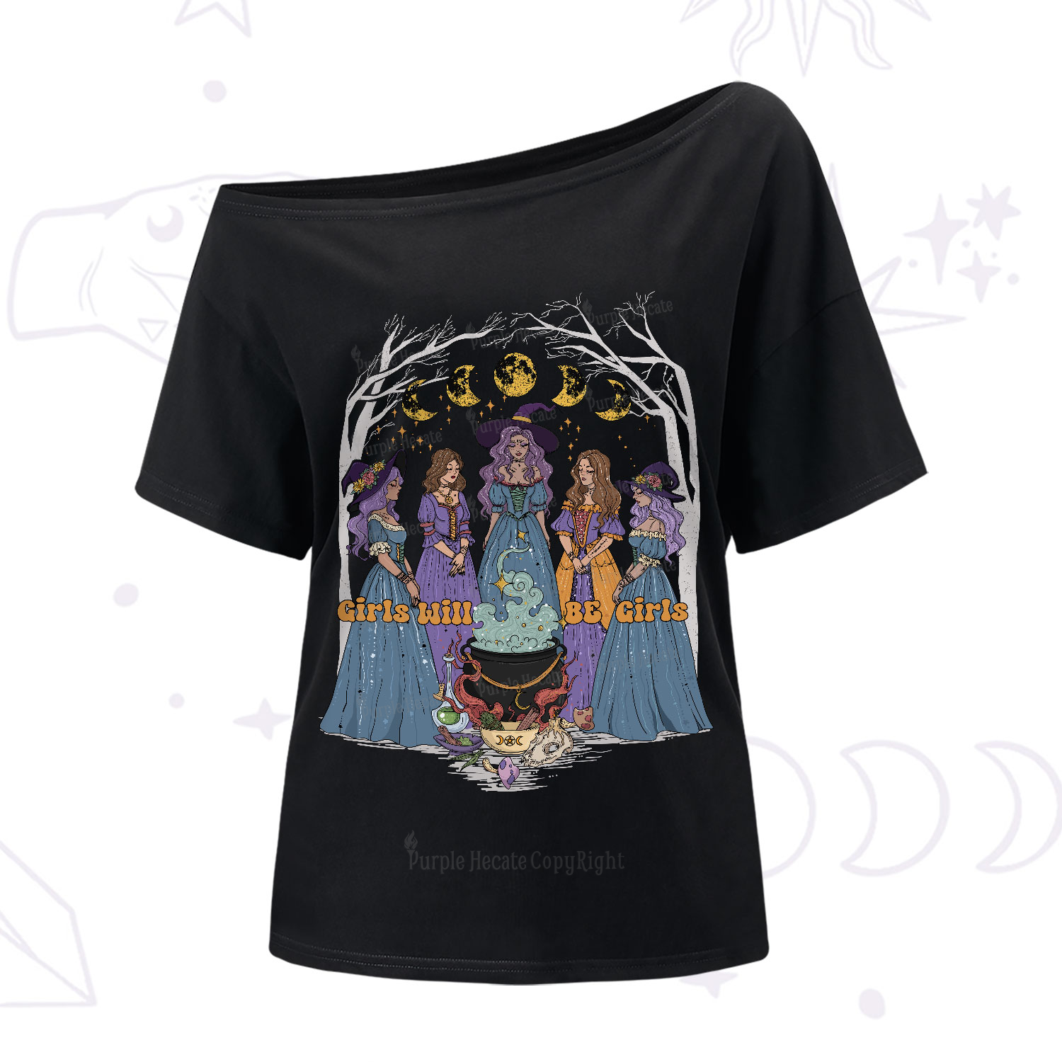 Purplehecate Girls Will Be Girls One-Shoulder T-Shirt