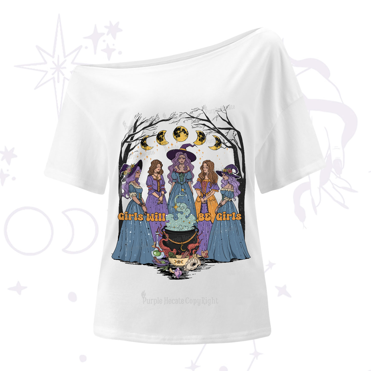 Purplehecate Girls Will Be Girls One-Shoulder T-Shirt