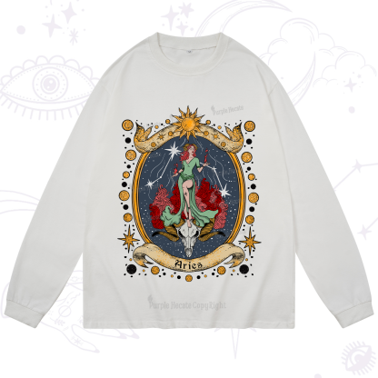 Purplehecate Celestial Aries Zodiac Long Sleeve T-Shirt