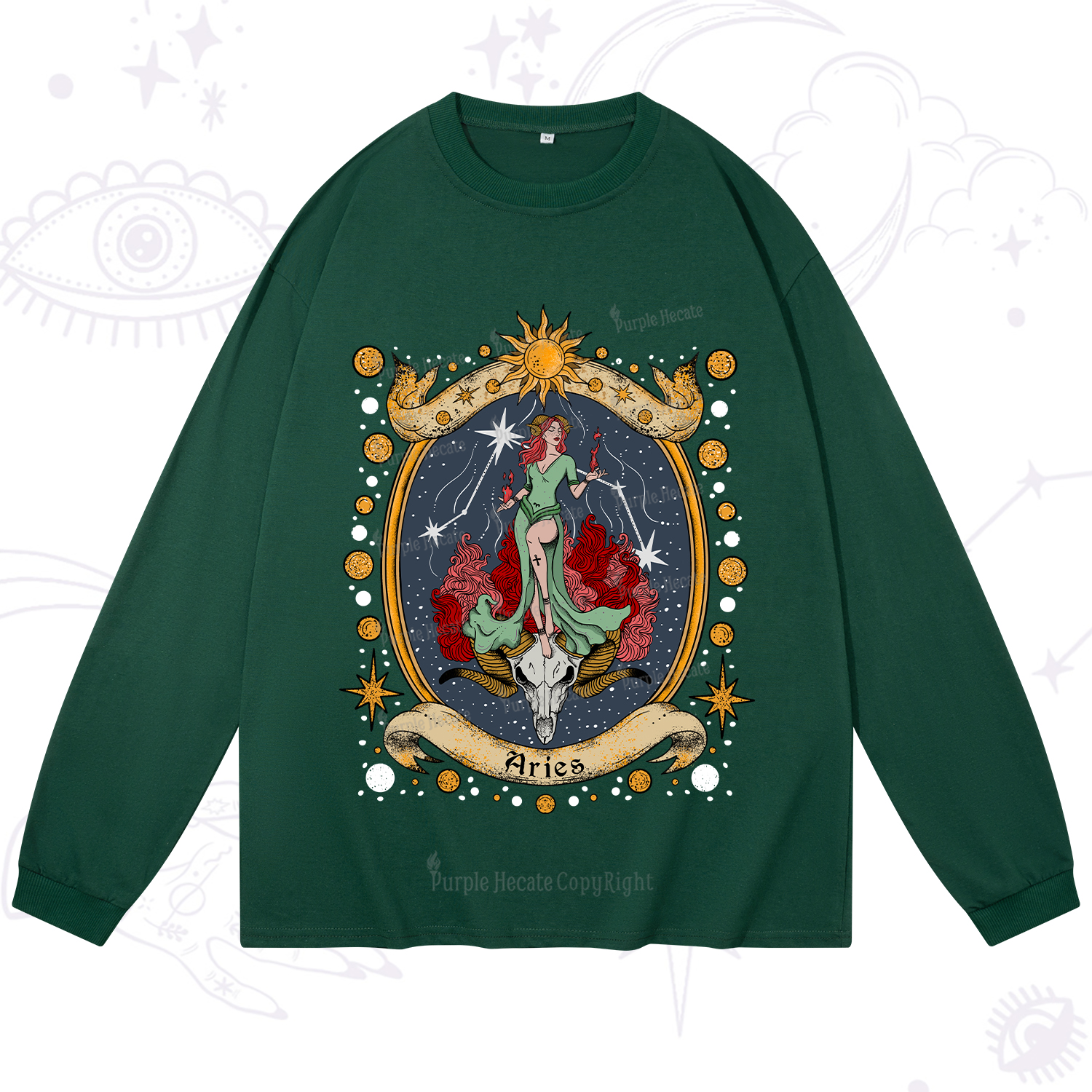 Purplehecate Celestial Aries Zodiac Long Sleeve T-Shirt