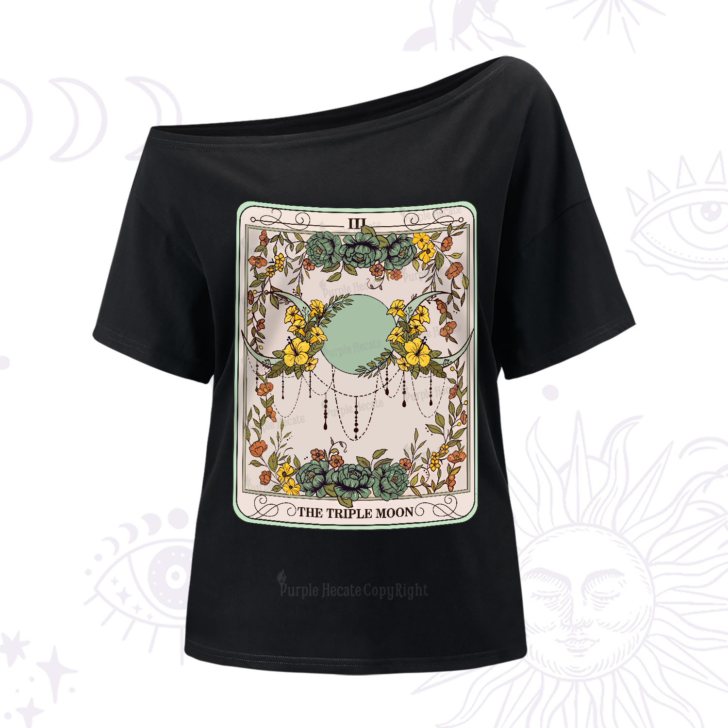 Purplehecate The Triple Moon Tarot One-Shoulder T-Shirt