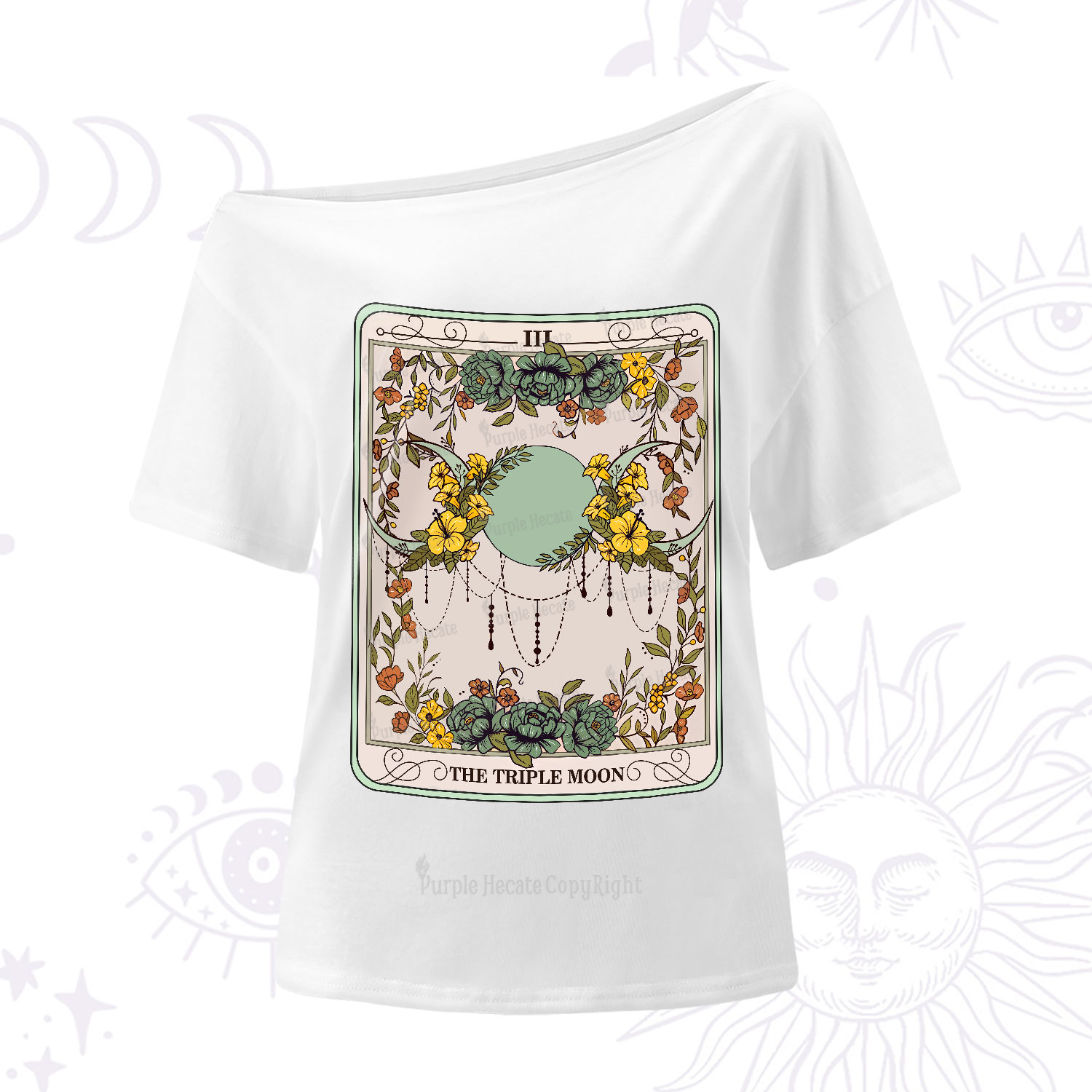 Purplehecate The Triple Moon Tarot One-Shoulder T-Shirt