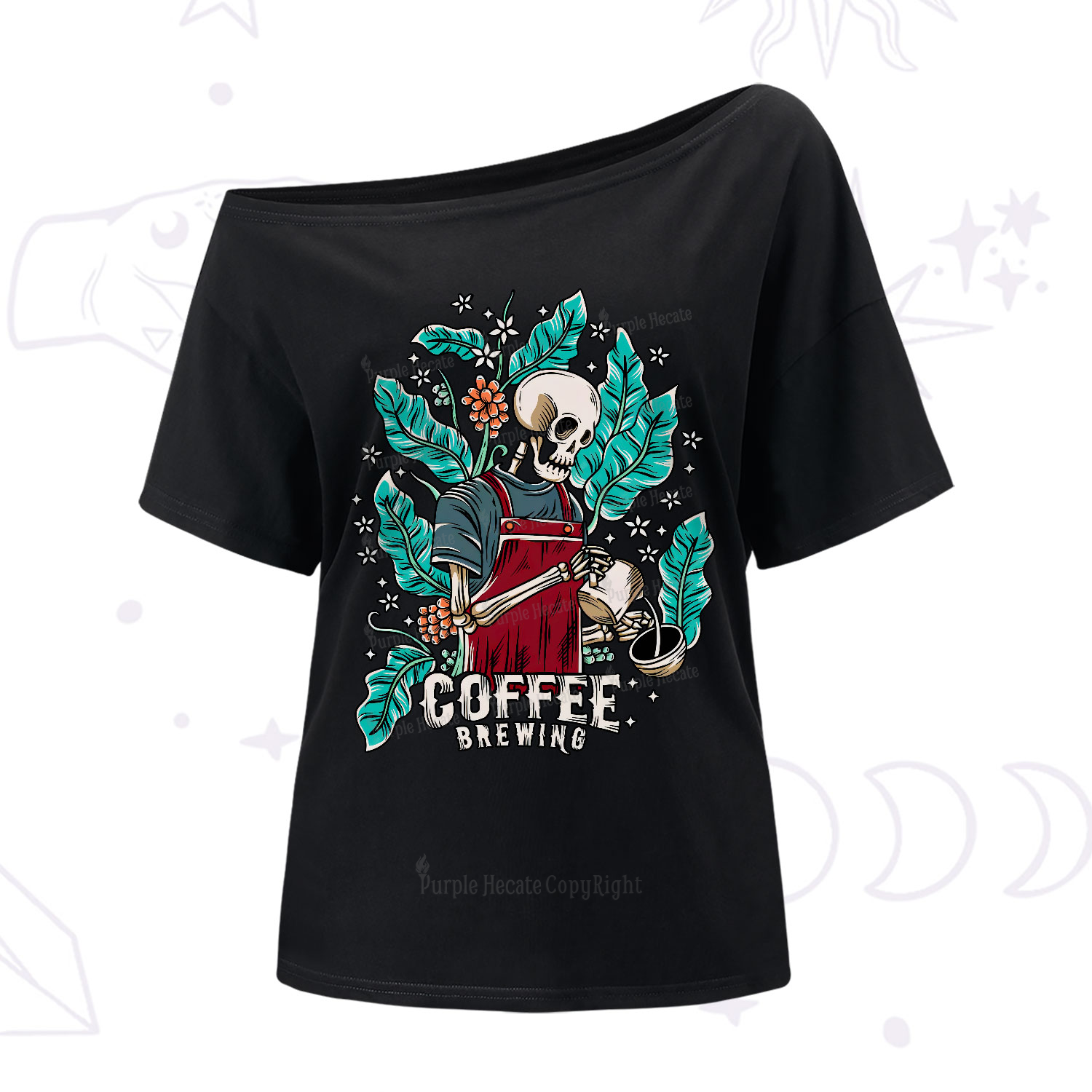 Purplehecate Coffee Brewing One-Shoulder T-Shirt