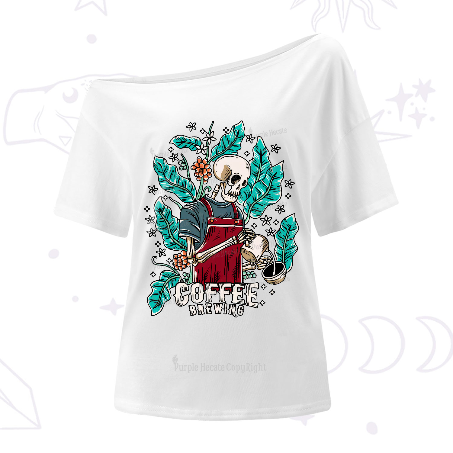 Purplehecate Coffee Brewing One-Shoulder T-Shirt