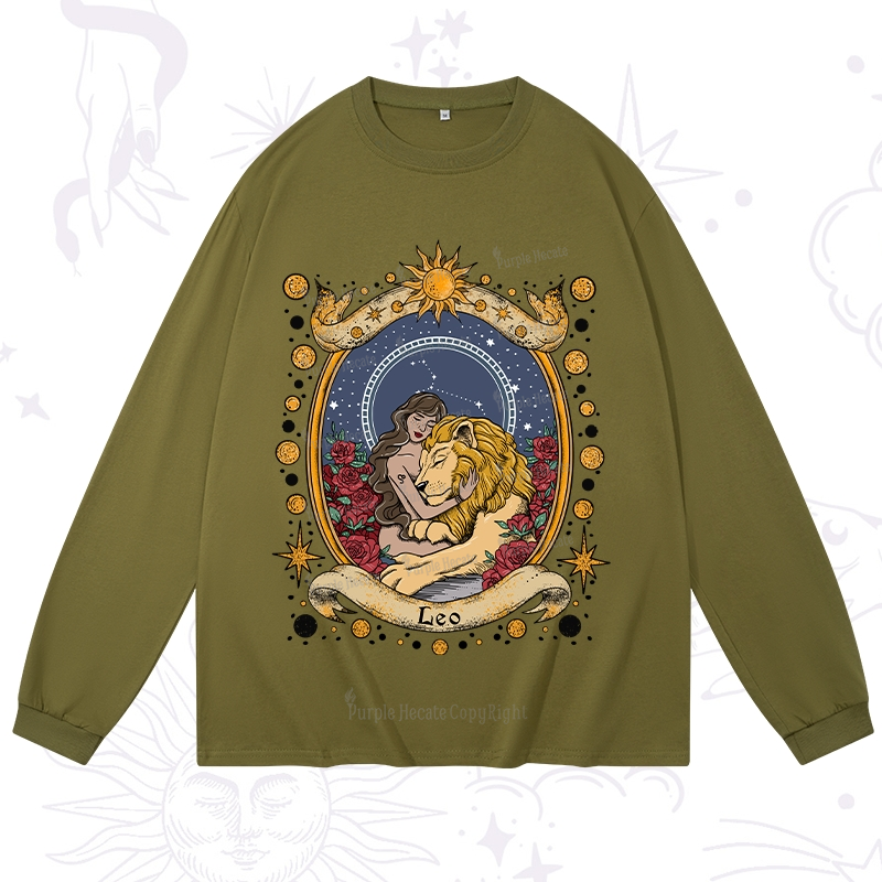 Purplehecate Celestial Leo Zodiac Long Sleeve T-Shirt