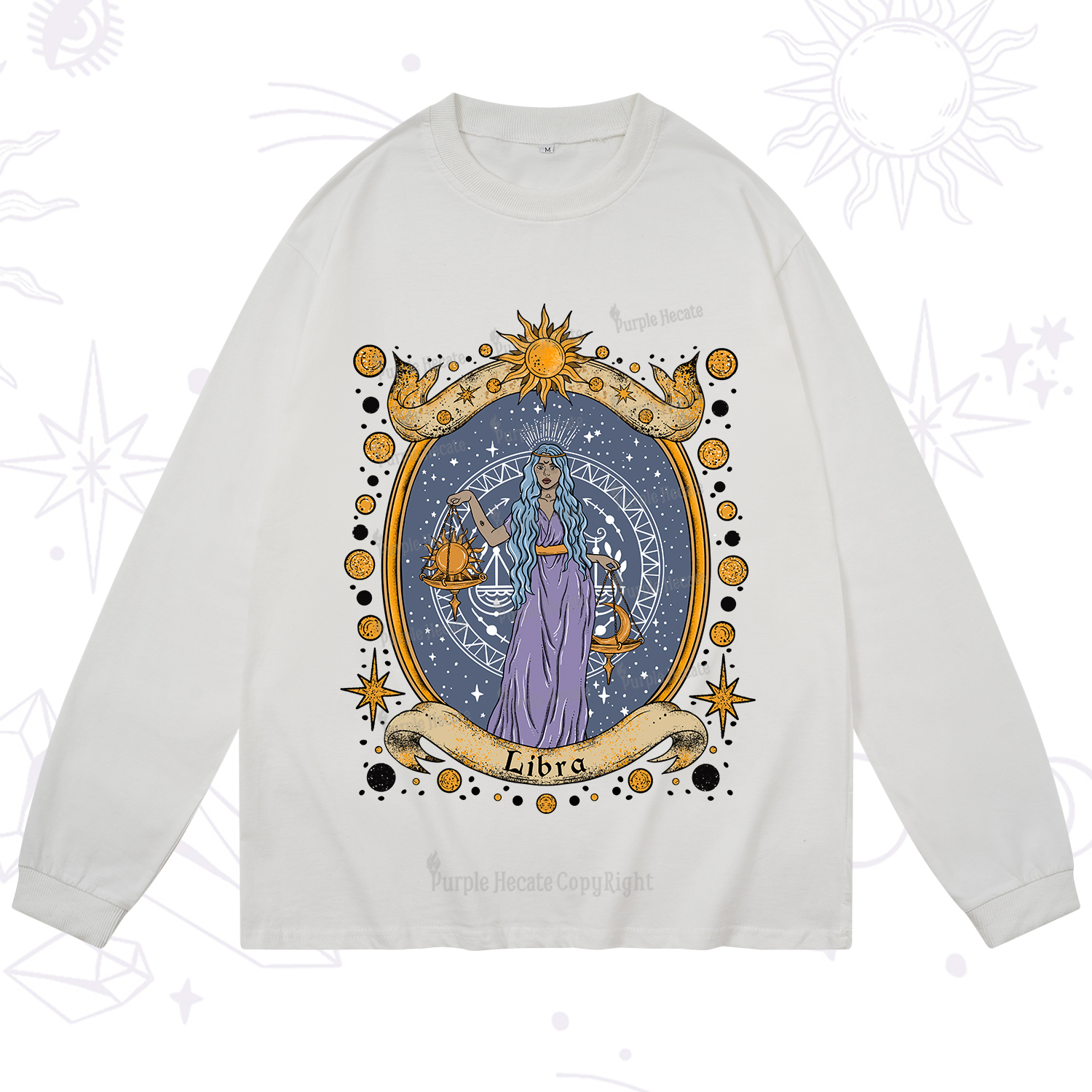 Purplehecate Celestial Libra Zodiac Long Sleeve T-Shirt