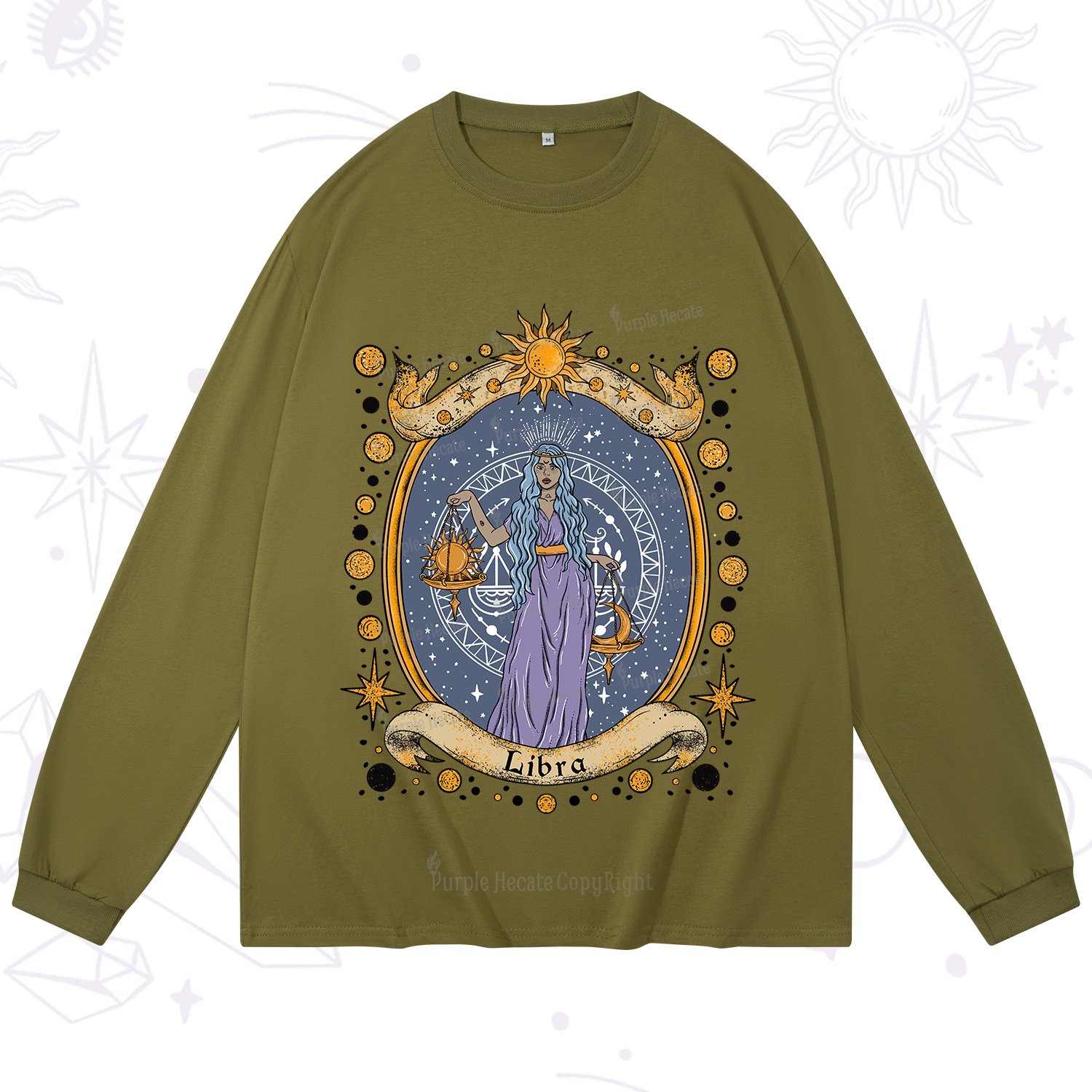 Purplehecate Celestial Libra Zodiac Long Sleeve T-Shirt