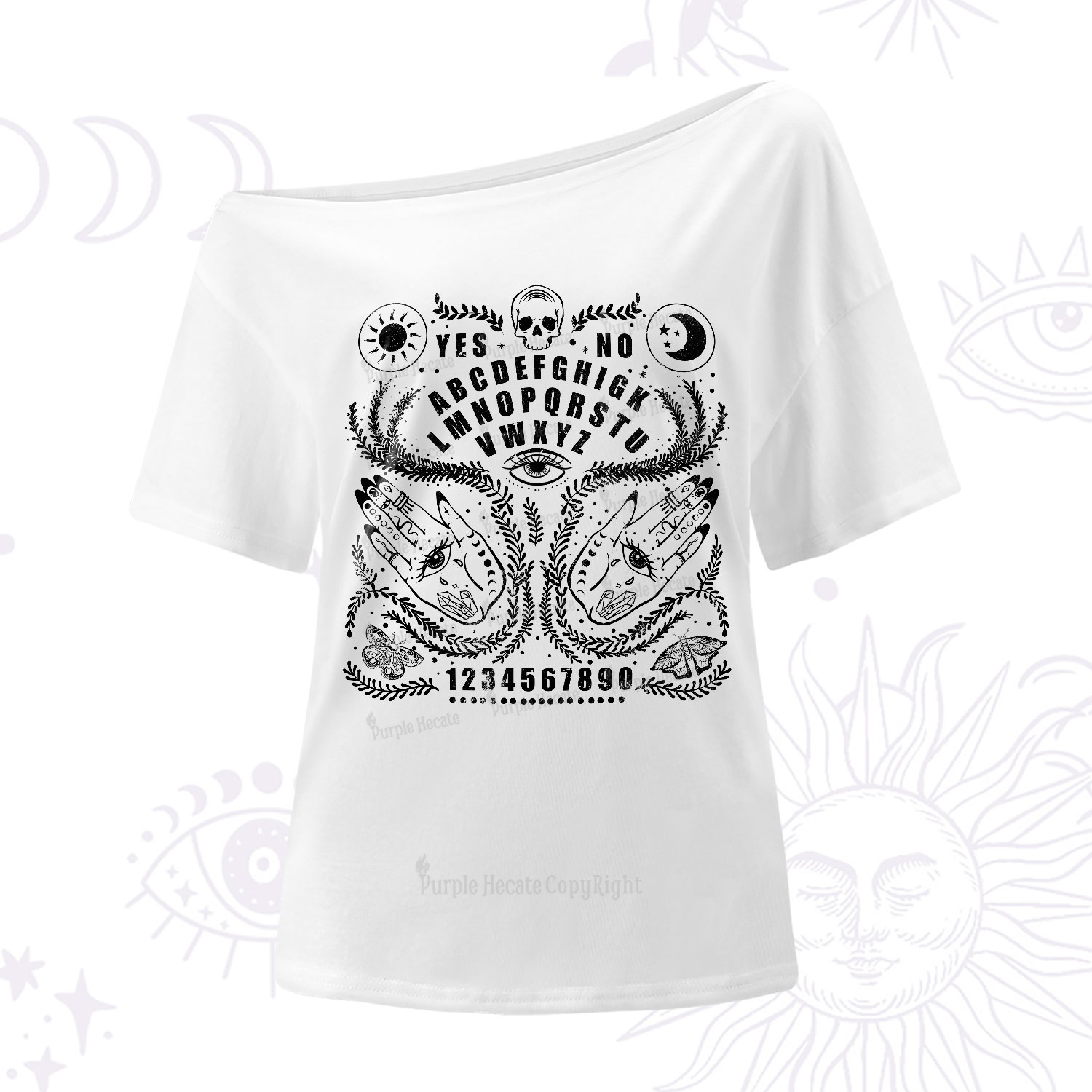 Purplehecate Ouija Spirit Board One-Shoulder T-Shirt