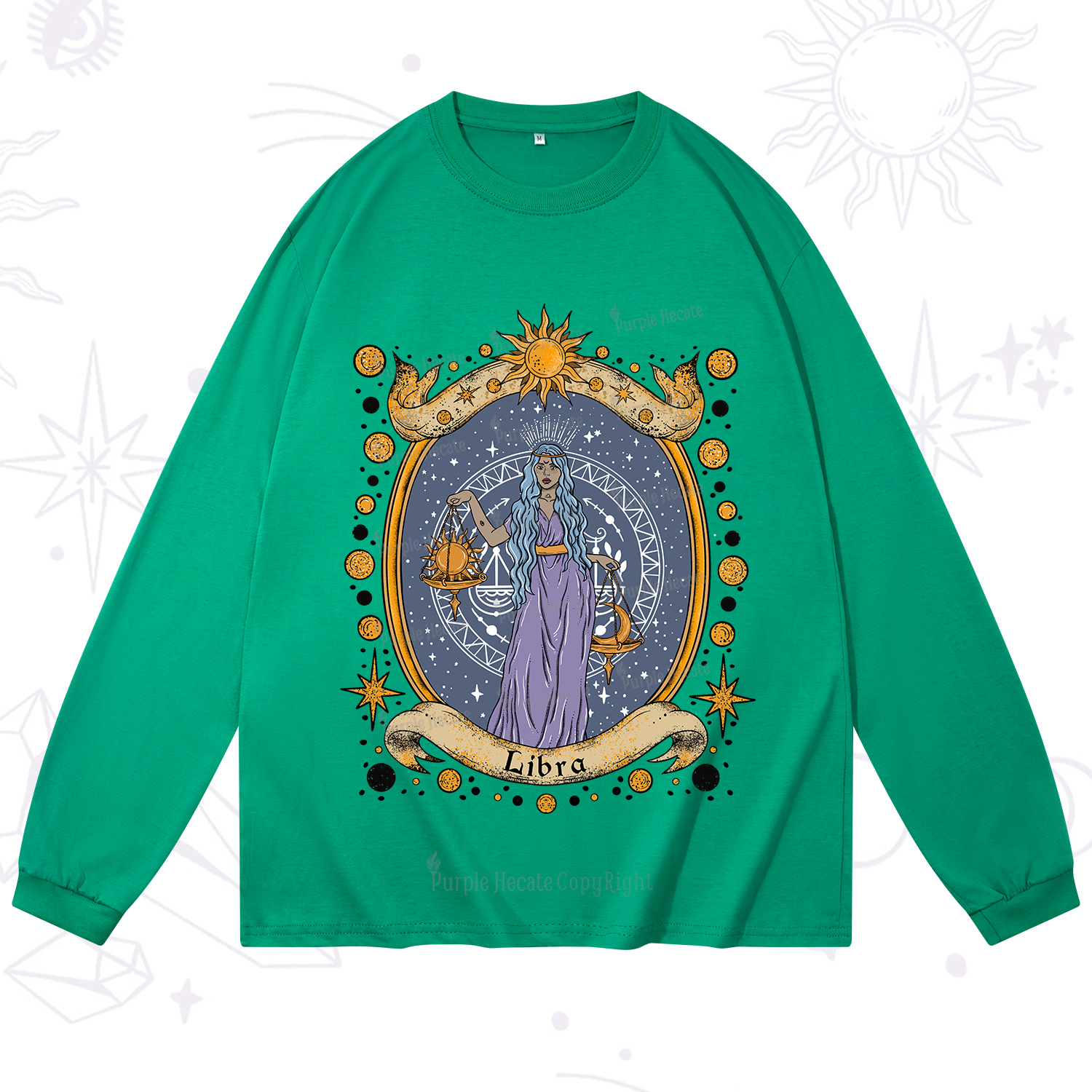 Purplehecate Celestial Libra Zodiac Long Sleeve T-Shirt