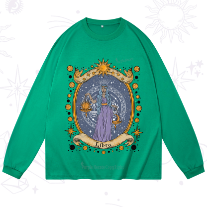 Purplehecate Celestial Libra Zodiac Long Sleeve T-Shirt