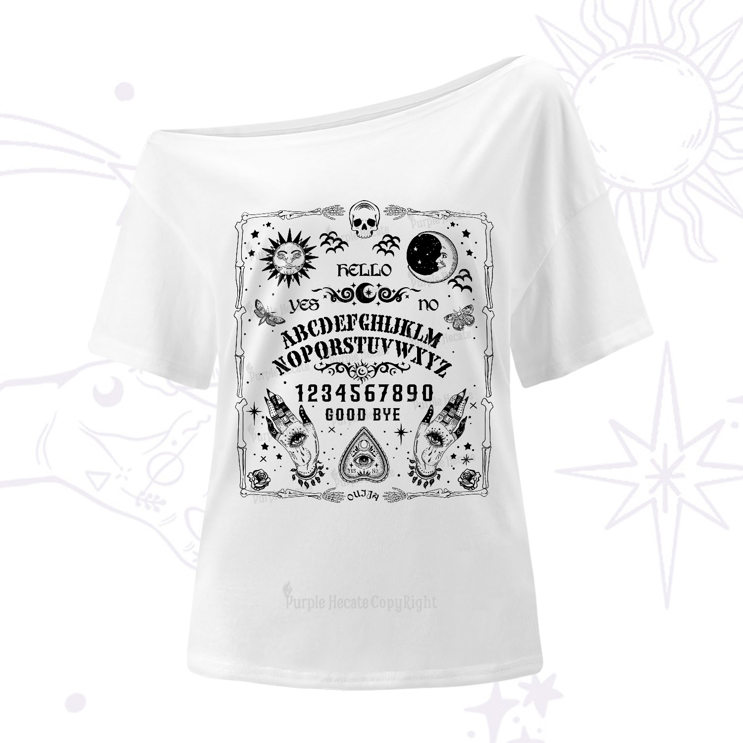 Purplehecate Ouija Board One-Shoulder T-Shirt