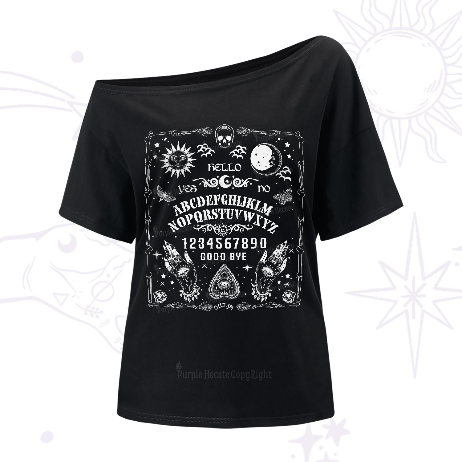 Purplehecate Ouija Board One-Shoulder T-Shirt