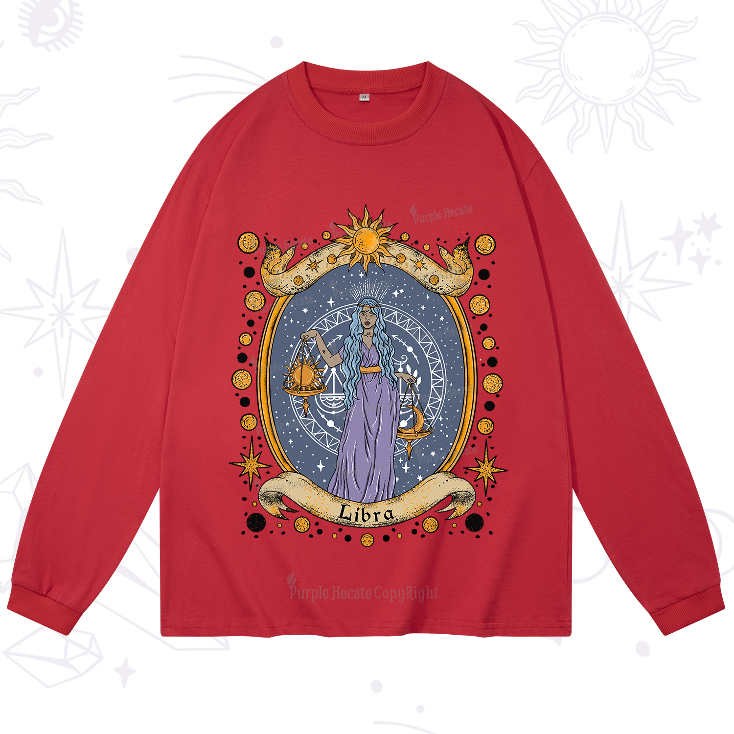 Purplehecate Celestial Libra Zodiac Long Sleeve T-Shirt