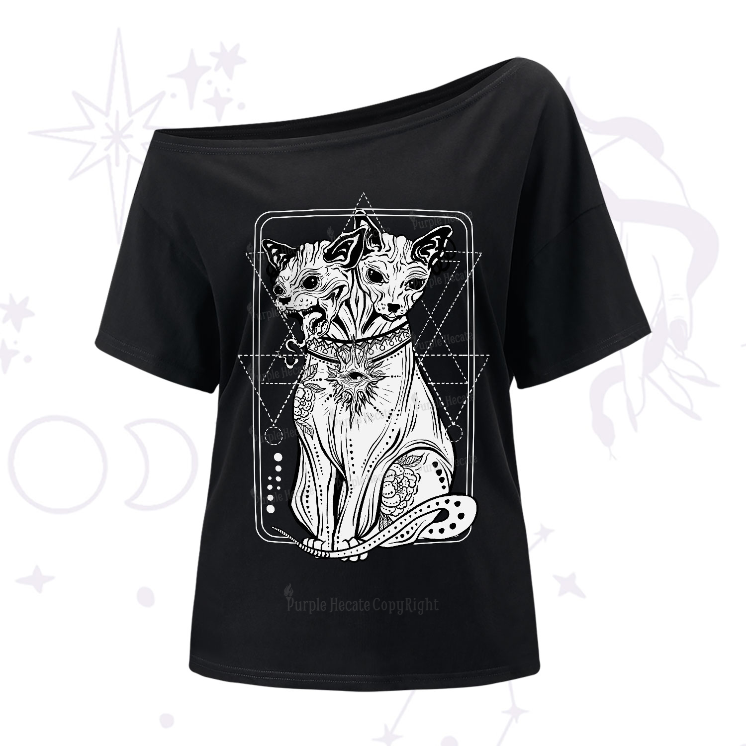 Purplehecate The Cat Goddess Bastet One-Shoulder T-Shirt