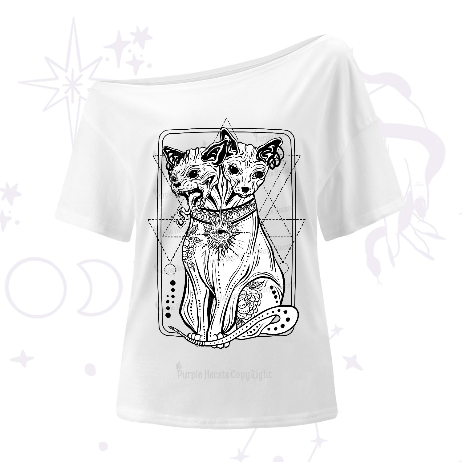 Purplehecate The Cat Goddess Bastet One-Shoulder T-Shirt