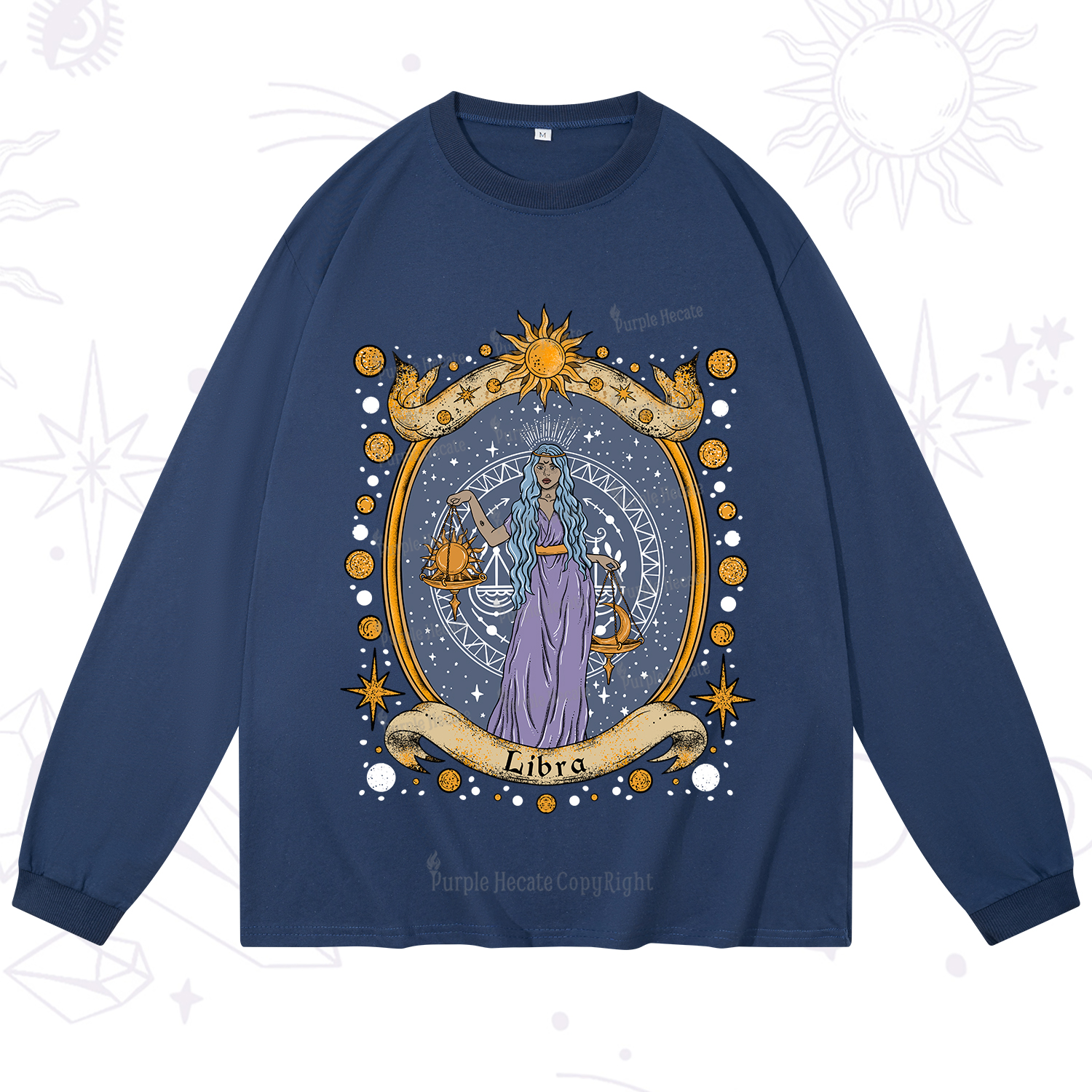 Purplehecate Celestial Libra Zodiac Long Sleeve T-Shirt