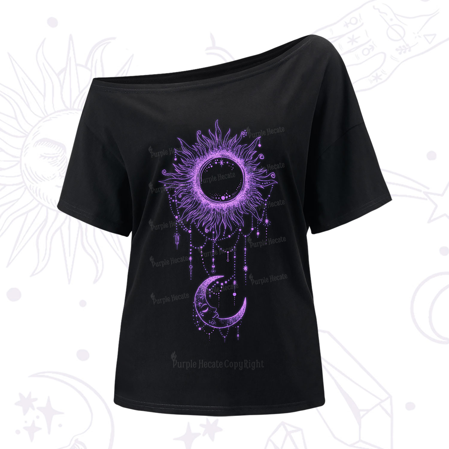 Purplehecate Radiance Of Sun And Moon One-Shoulder T-Shirt