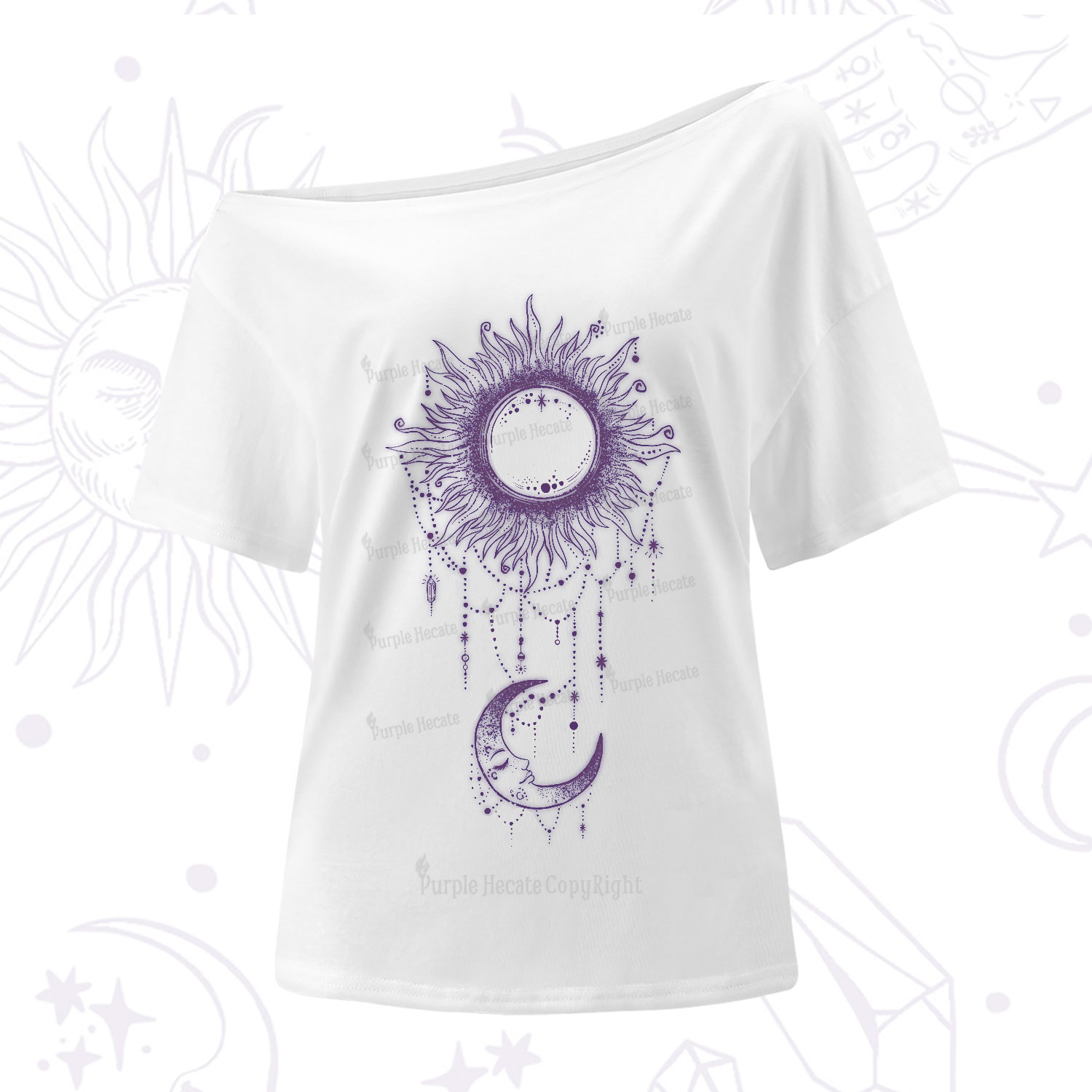 Purplehecate Radiance Of Sun And Moon One-Shoulder T-Shirt
