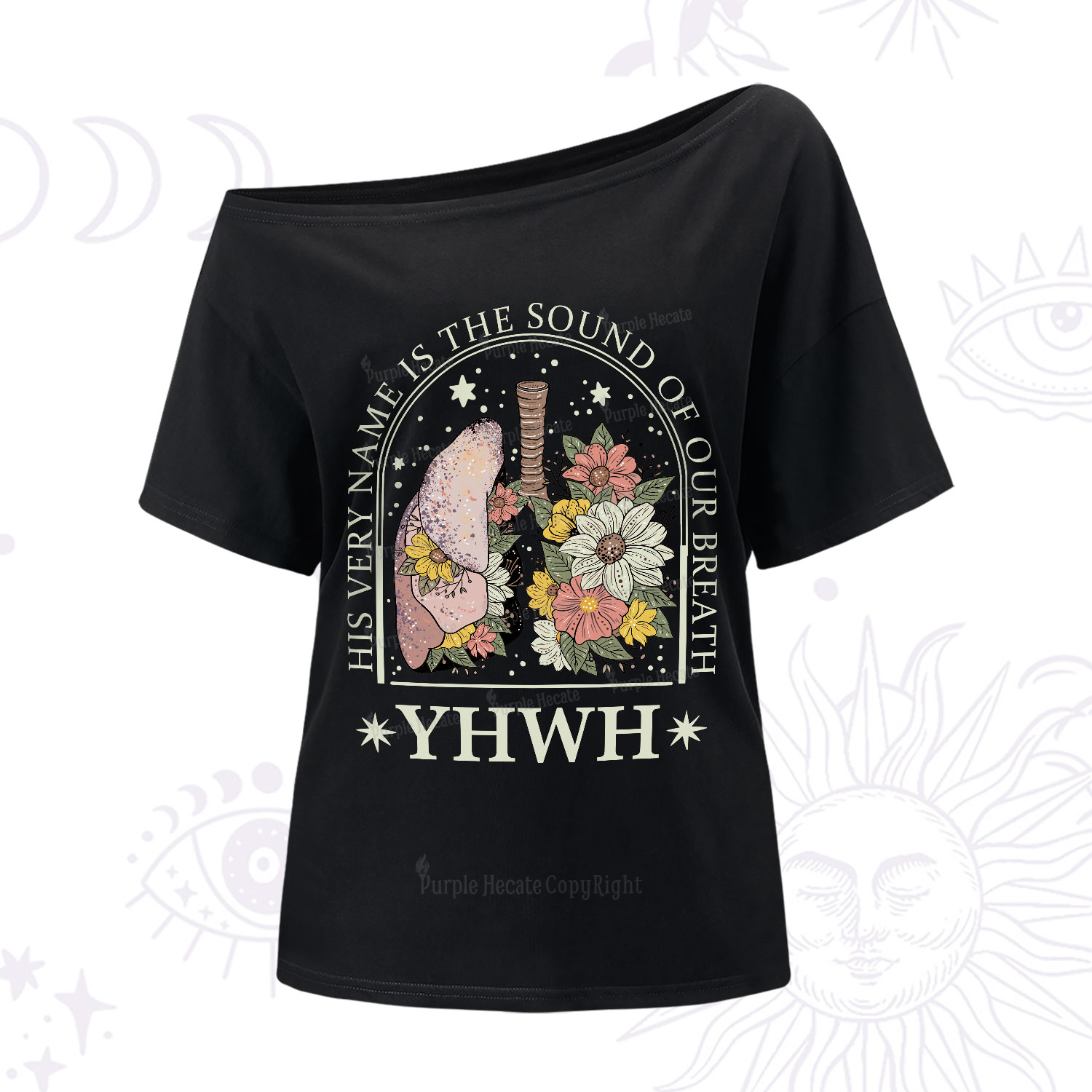 Purplehecate His Very Name Is The Sound Of Our Breath One-Shoulder T-Shirt