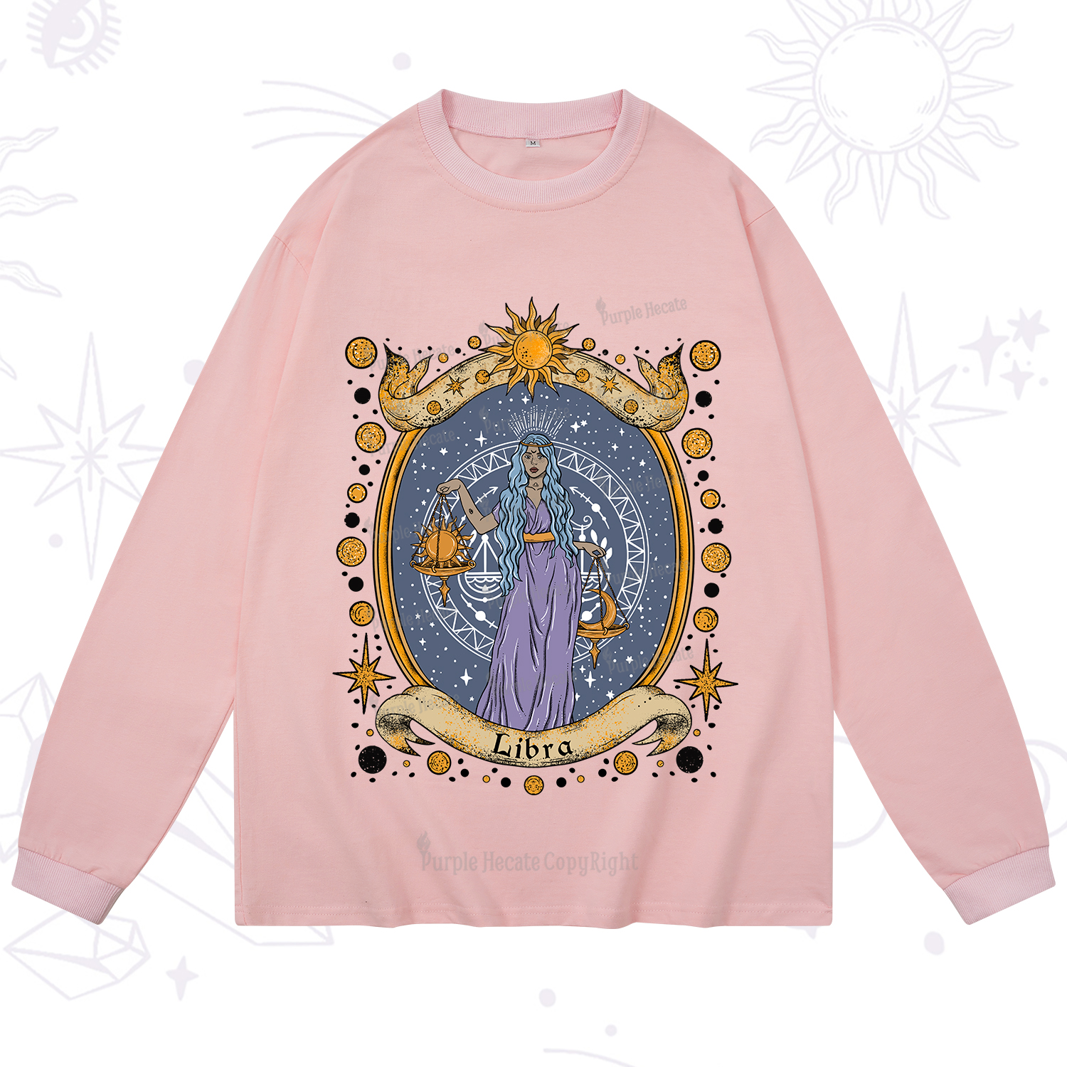 Purplehecate Celestial Libra Zodiac Long Sleeve T-Shirt