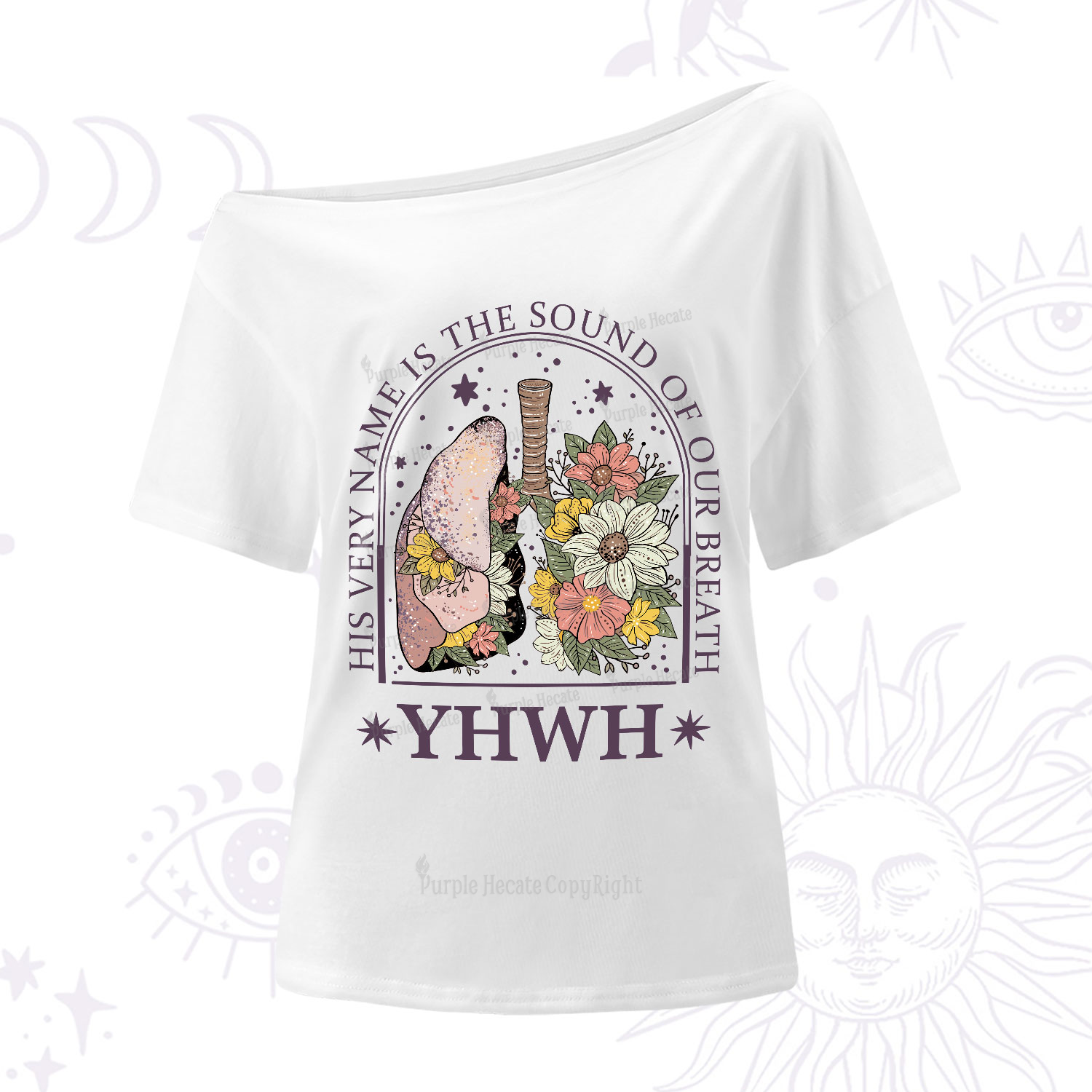 Purplehecate His Very Name Is The Sound Of Our Breath One-Shoulder T-Shirt