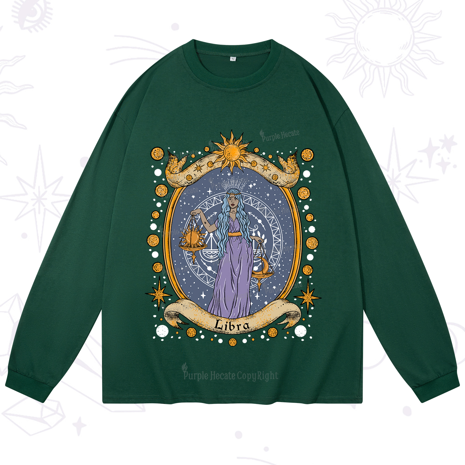 Purplehecate Celestial Libra Zodiac Long Sleeve T-Shirt