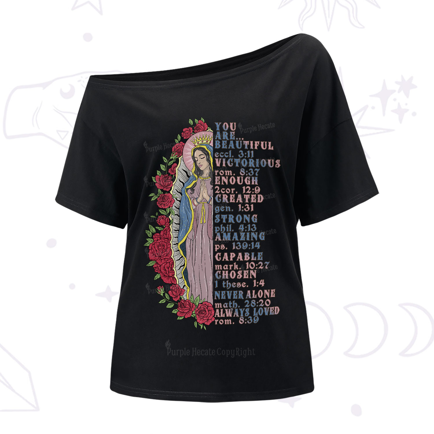 Purplehecate Biblical Blessings One-Shoulder T-Shirt