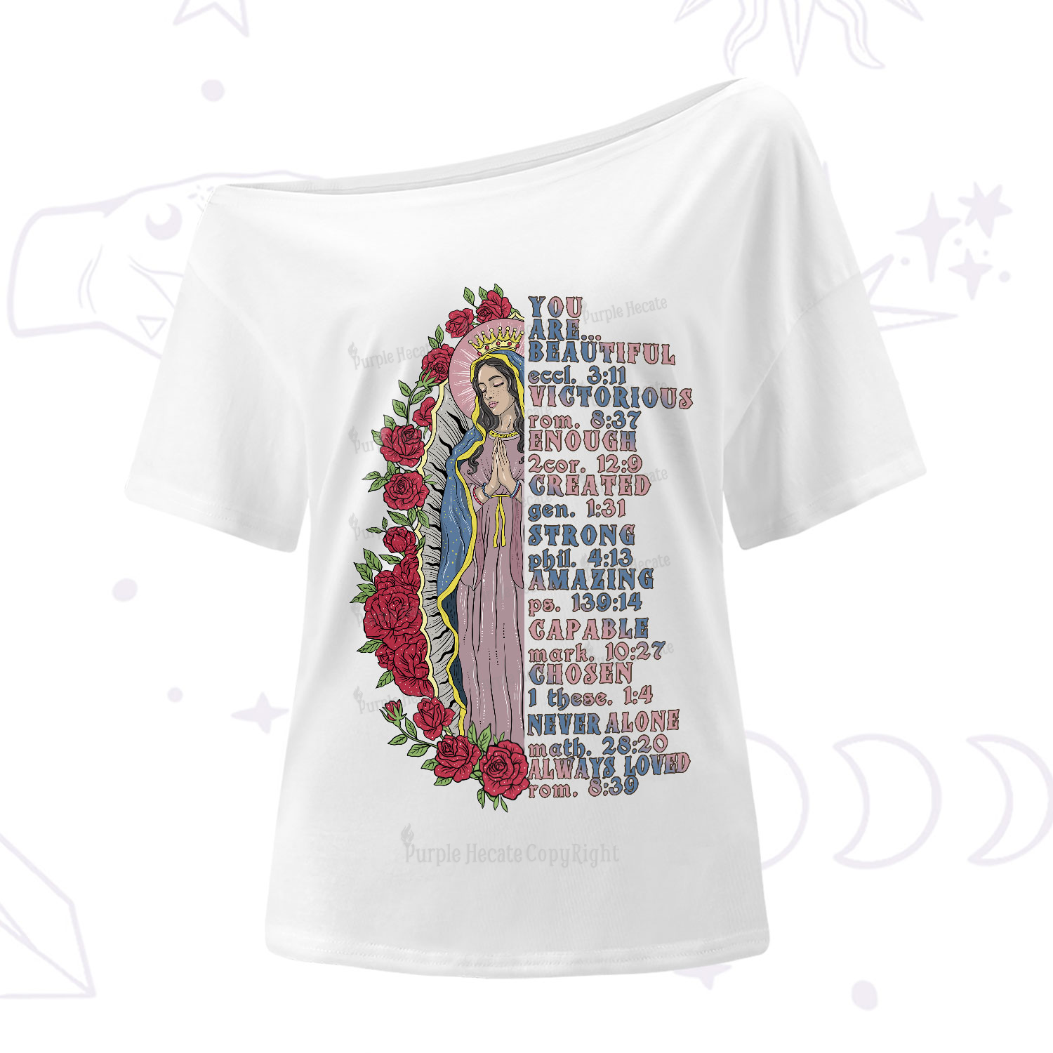 Purplehecate Biblical Blessings One-Shoulder T-Shirt